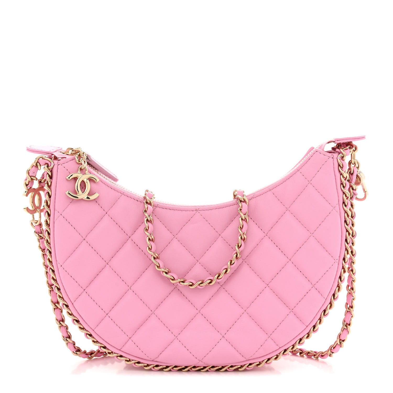 Chanel Lambskin Quilted Small Hobo Bag Pink 1 of 13