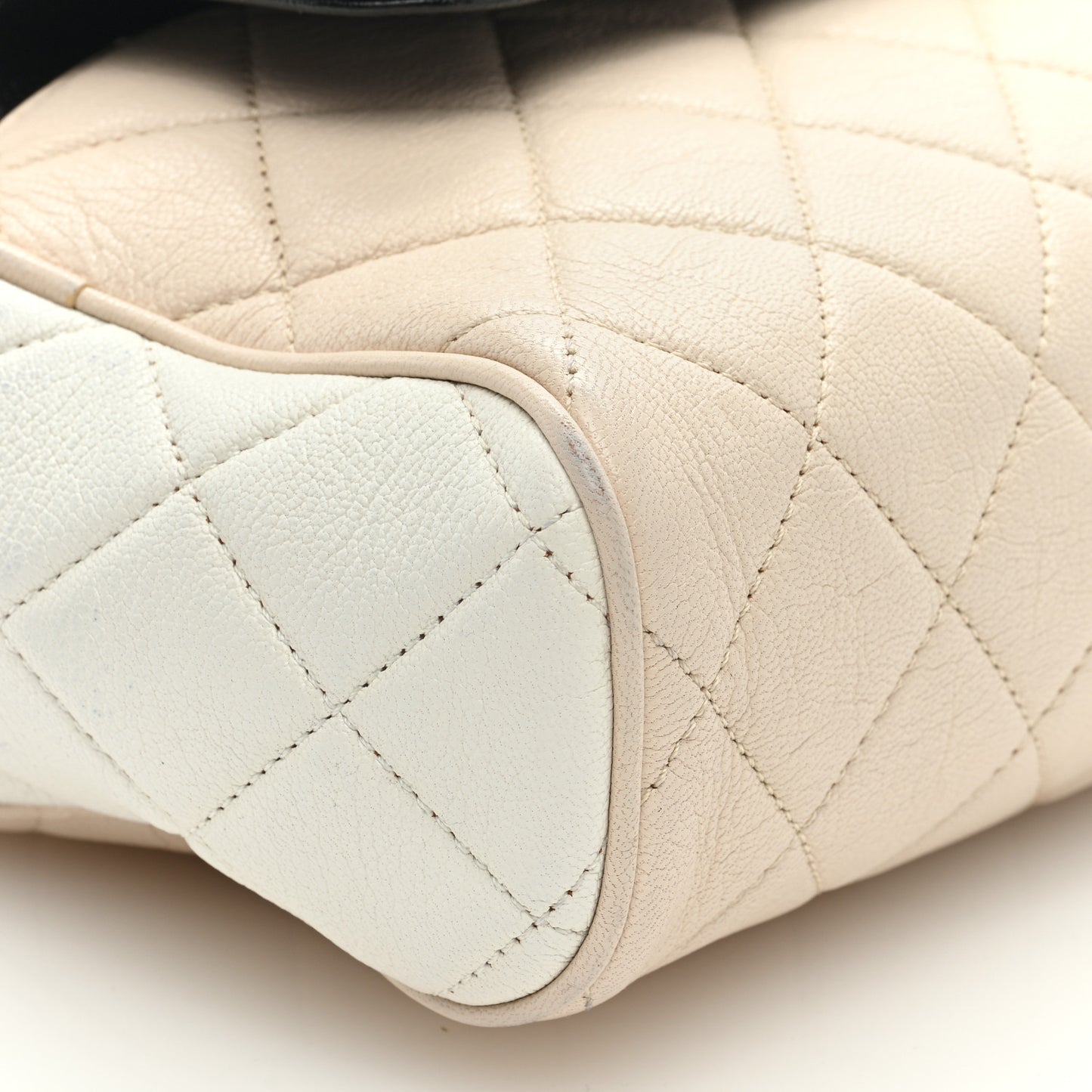 Goatskin Quilted Tri-Color Medium In & Out Camera Case Beige White Black