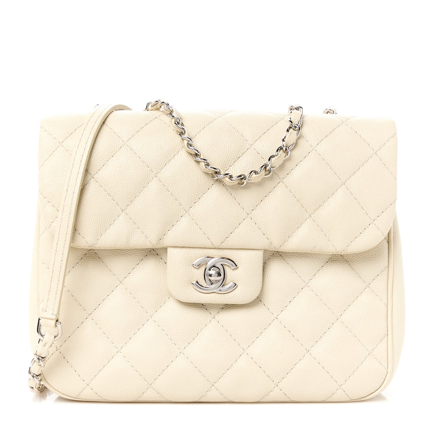 Caviar Quilted Medium Urban Companion Flap Ivory