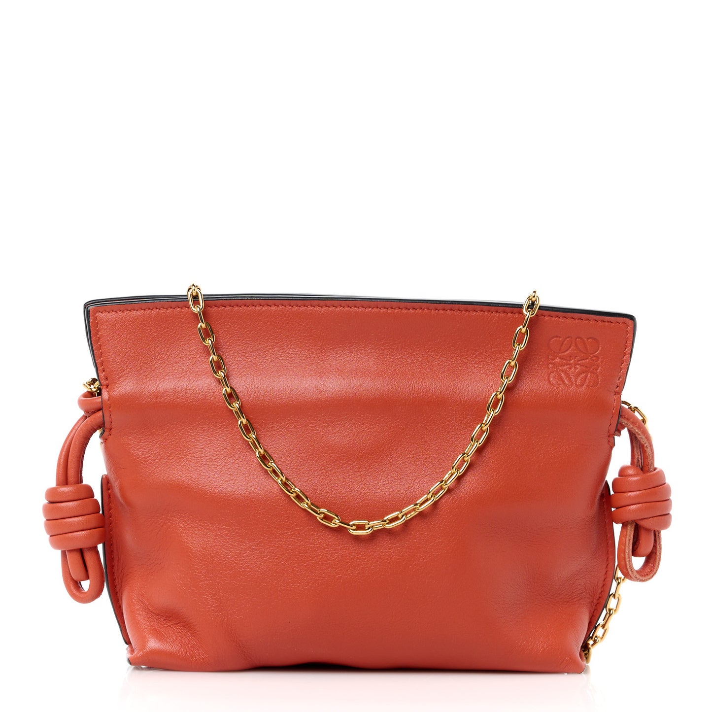 Calfskin Nano Flamenco Knot Clutch Orange