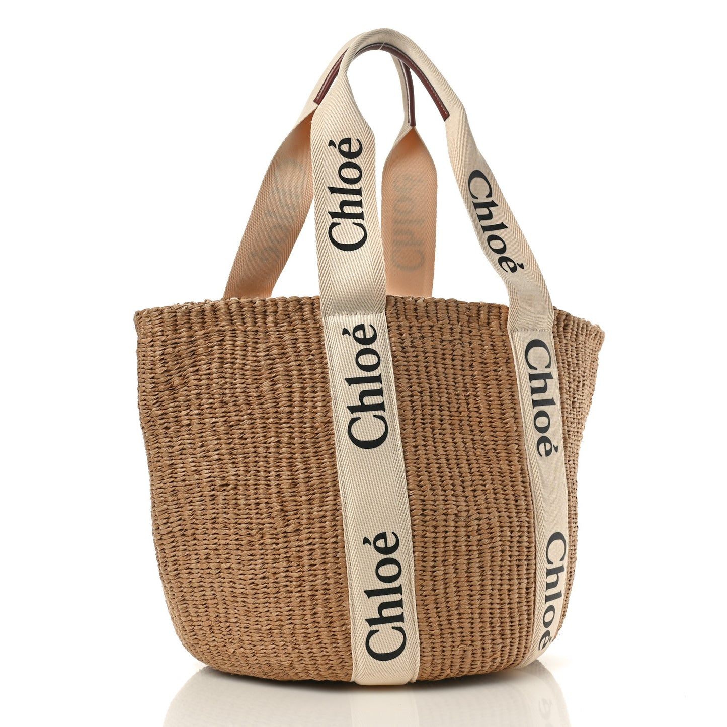 Raffia Large Woody Basket Bag White