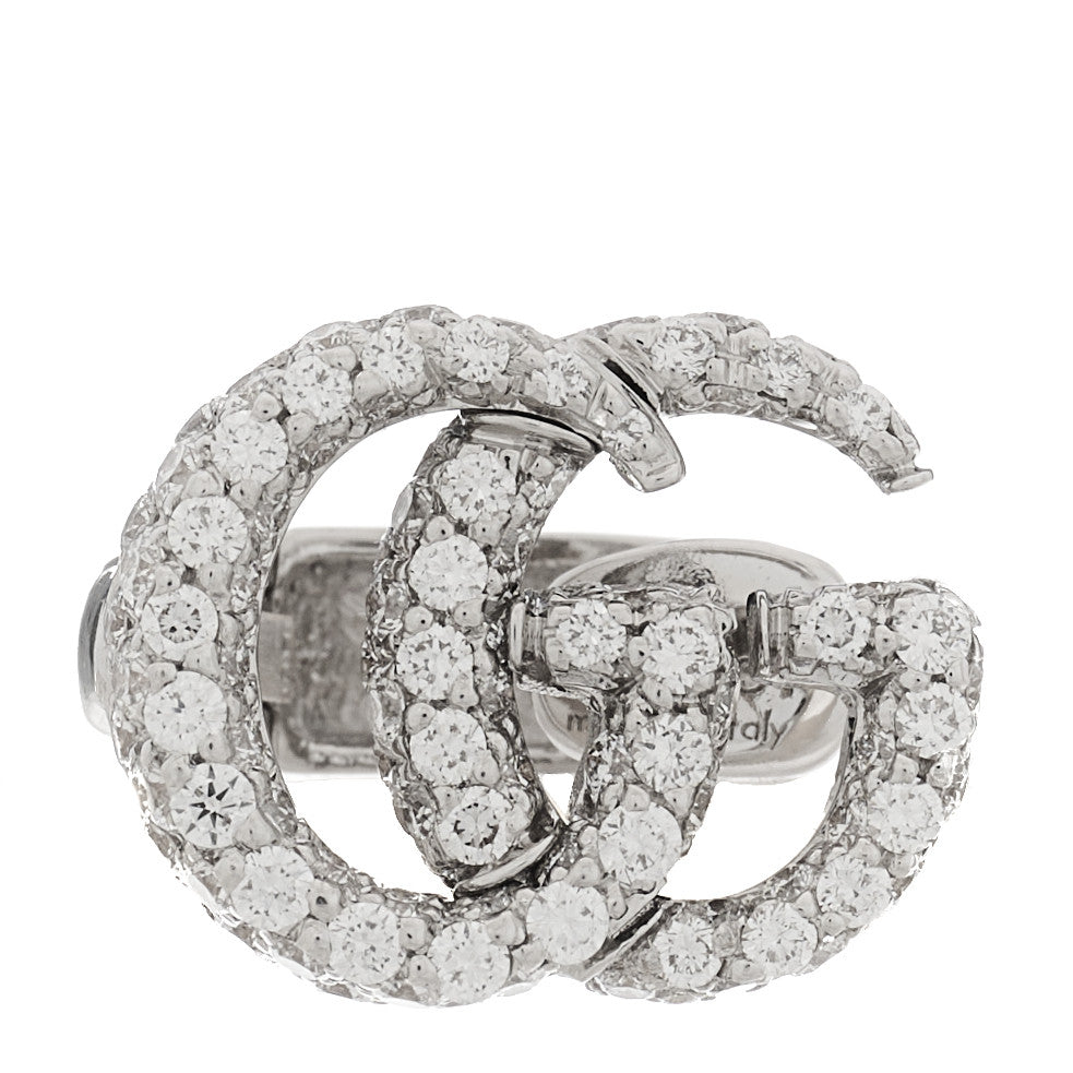 18K White Gold Diamond Running G Ear Cuff Earring