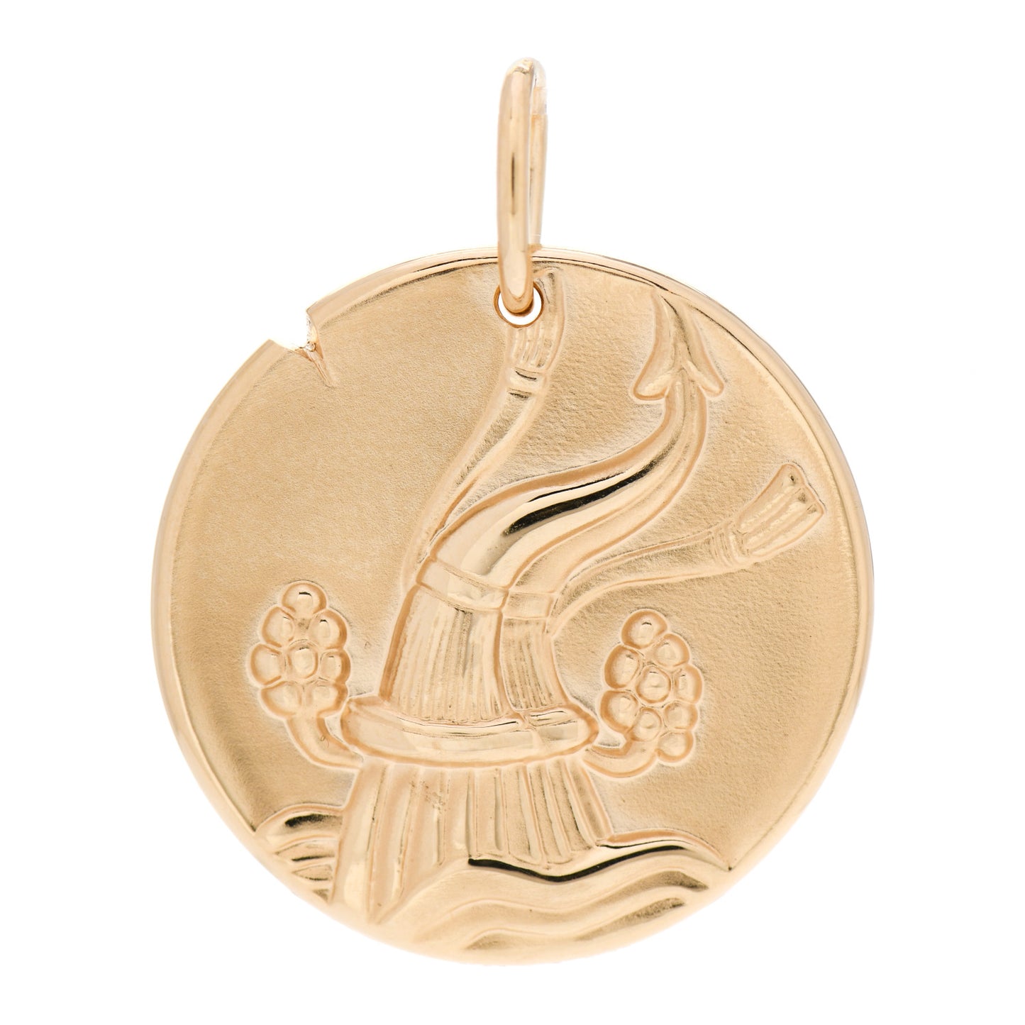 18K Yellow Gold Zodiac Aquarius Pendant
