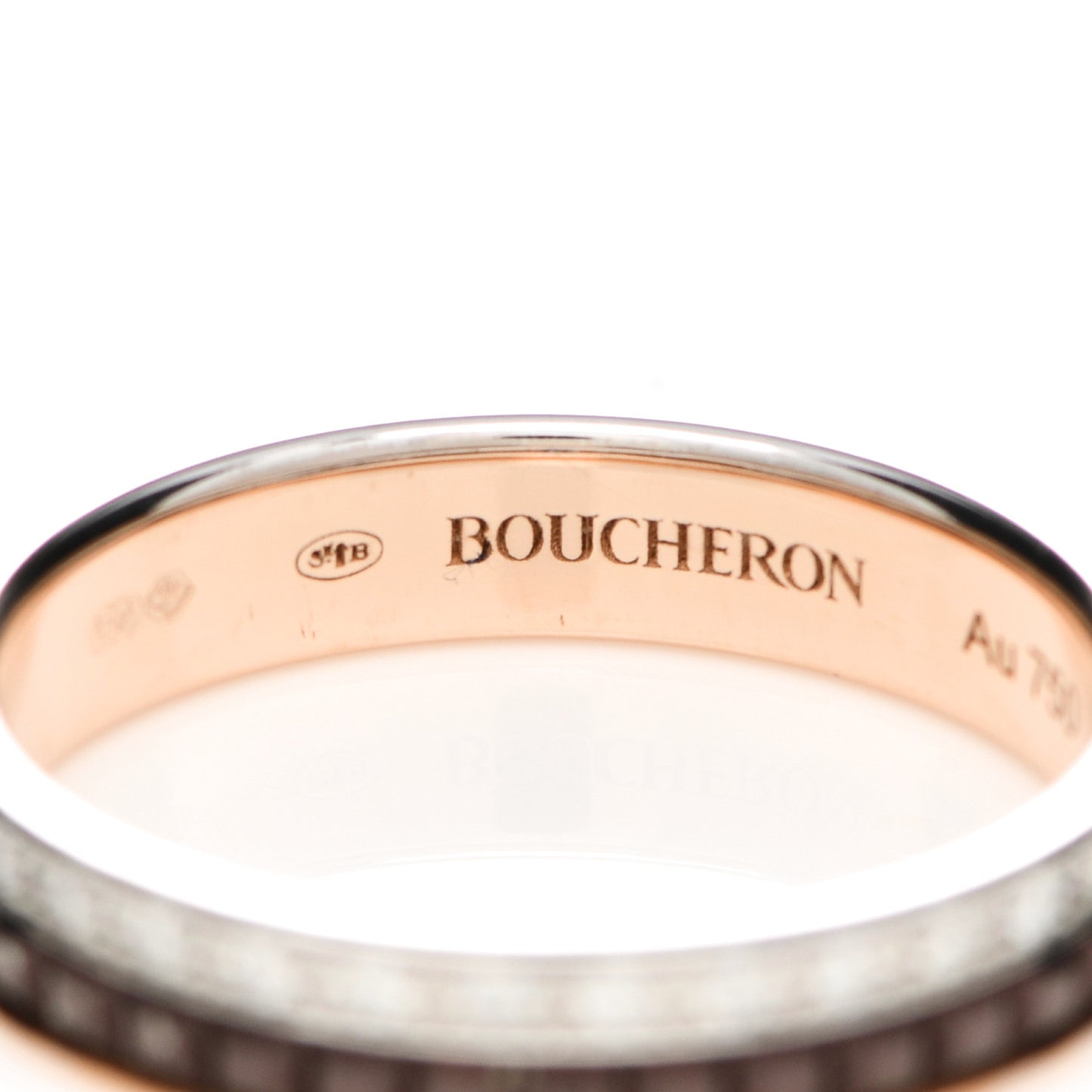 18K Pink White Gold PVD Diamond Quatre Classique Wedding Band Ring 51 5.75