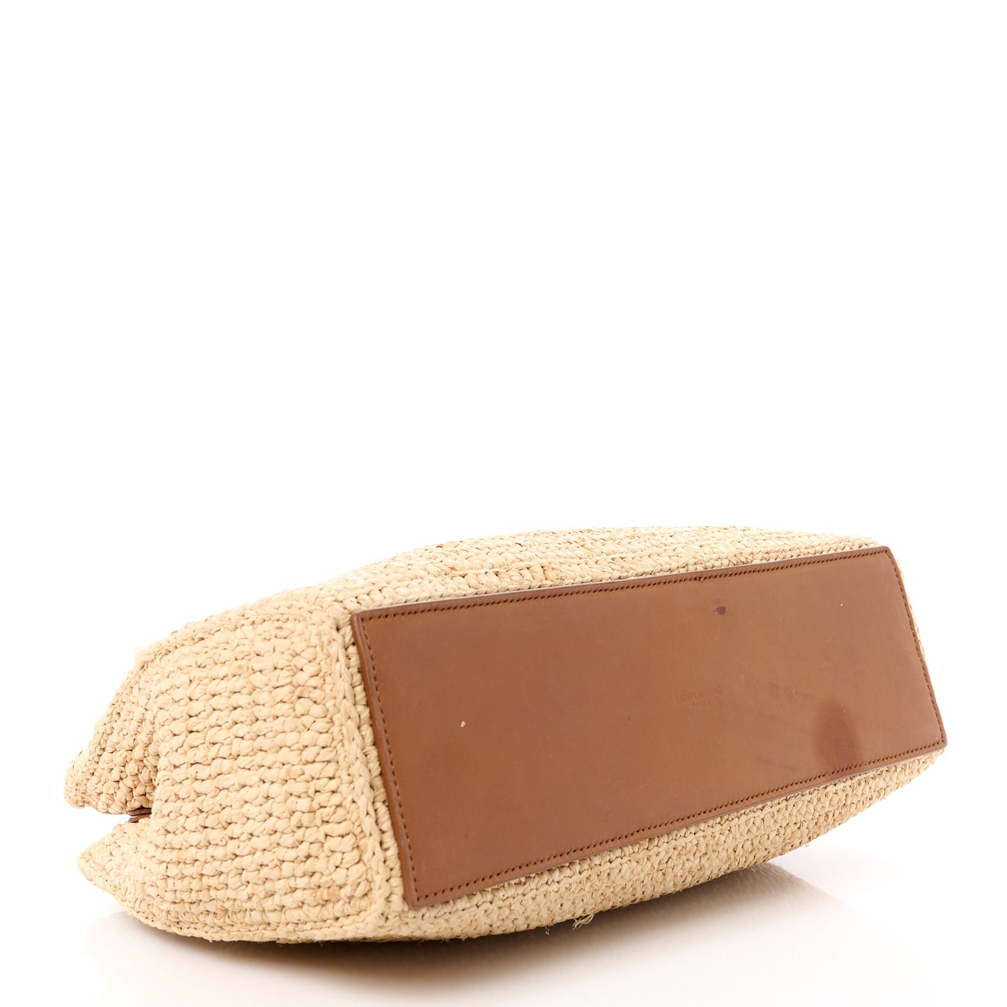 Raffia Calfskin Panier Rectangle Tote Naturel Brick