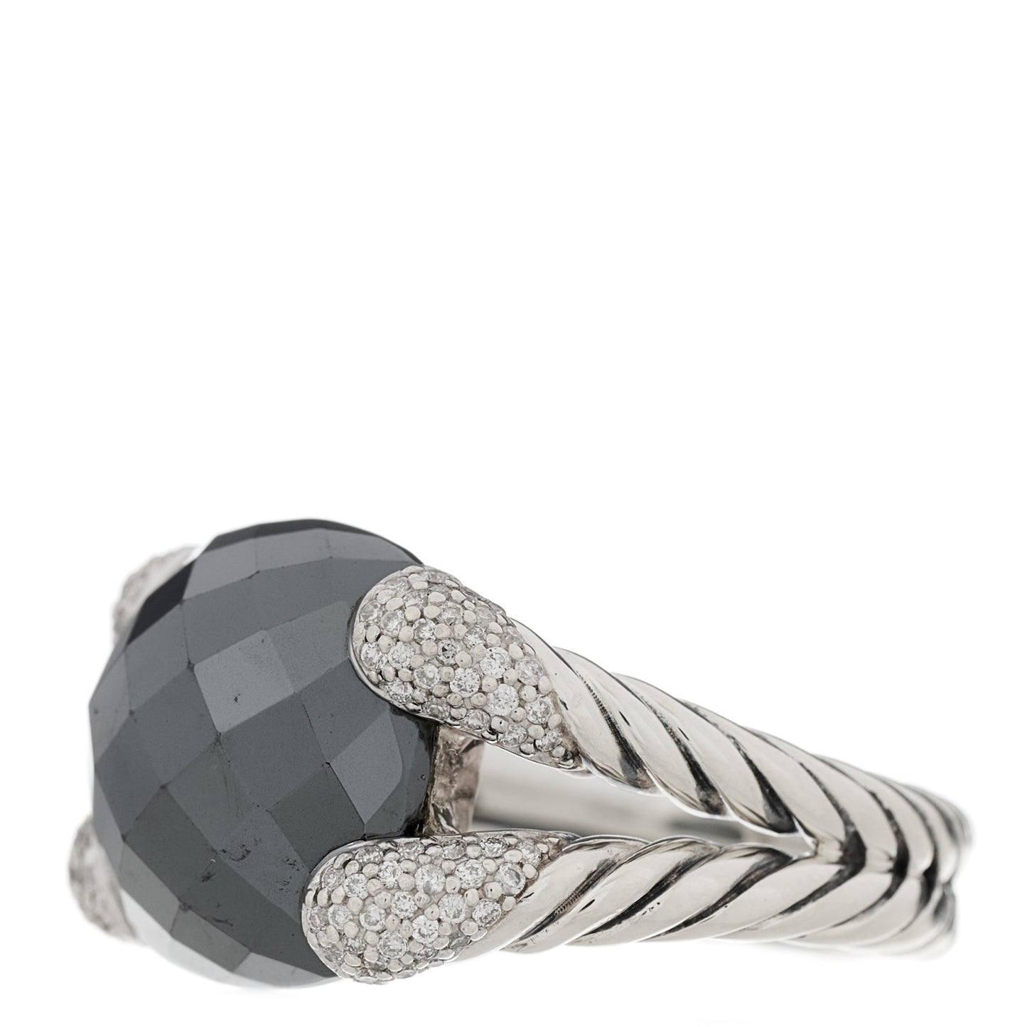 Sterling Silver Diamond Hematine Willow Ring 54 6.75