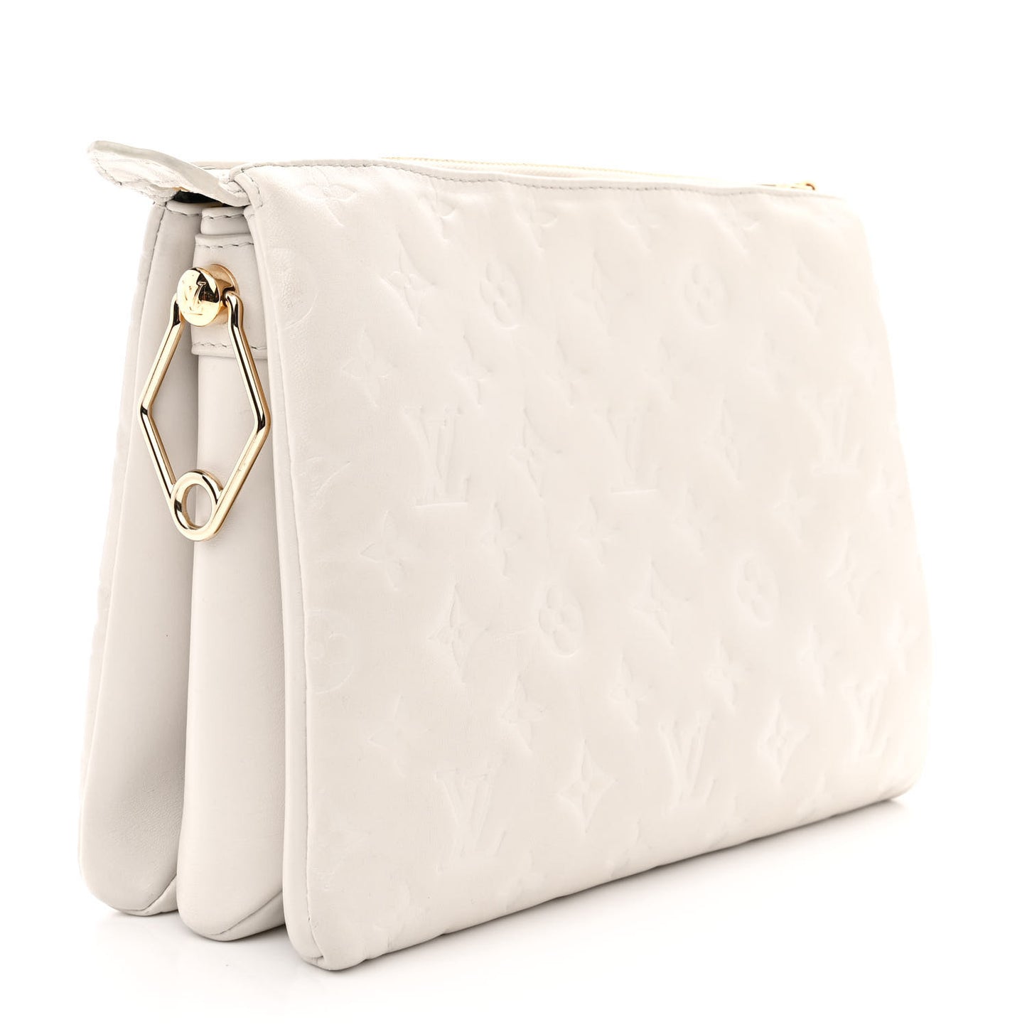 Lambskin Embossed Monogram Coussin PM Beige Cream
