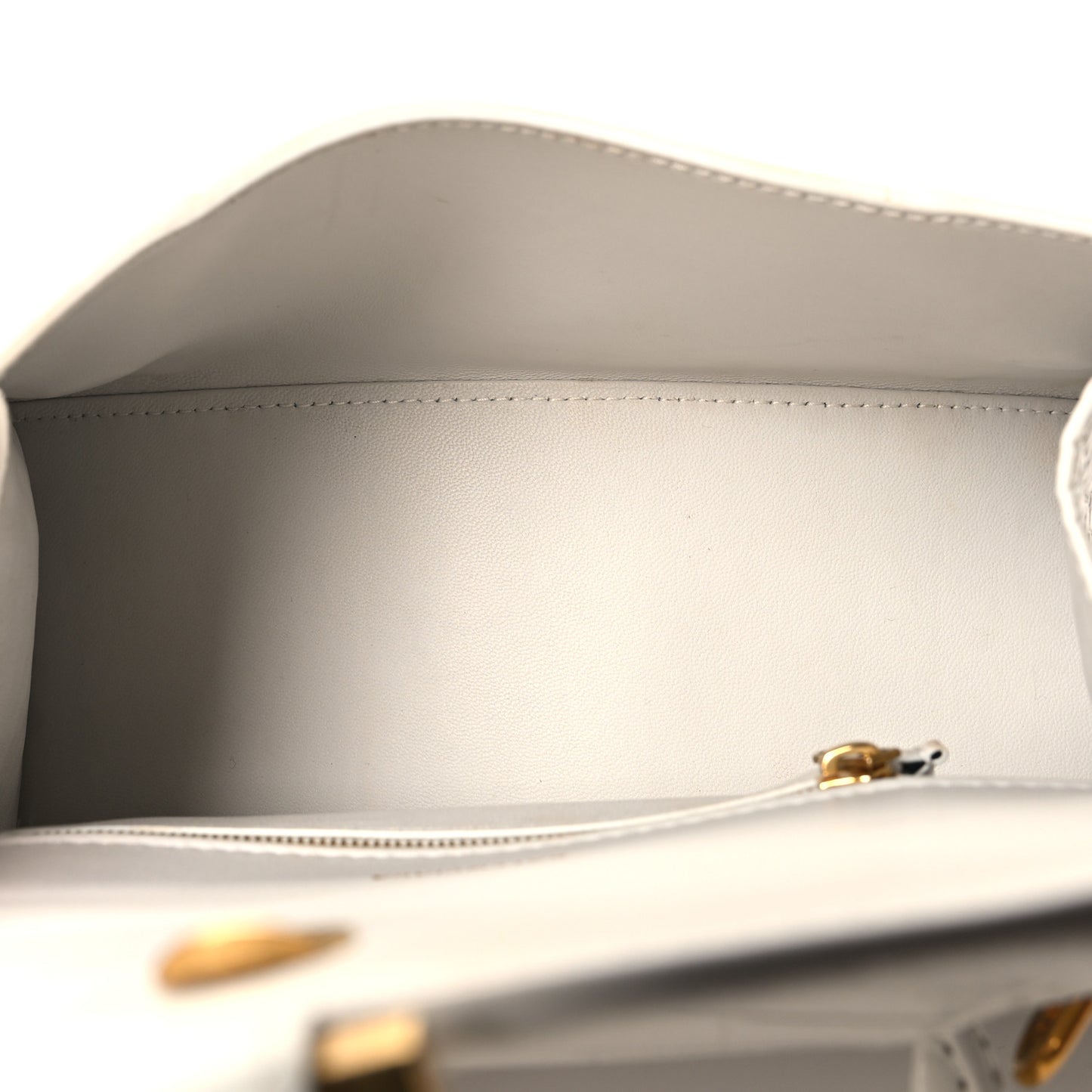Shiny Calfskin Crocodile Embossed Small Hourglass Top Handle Bag White