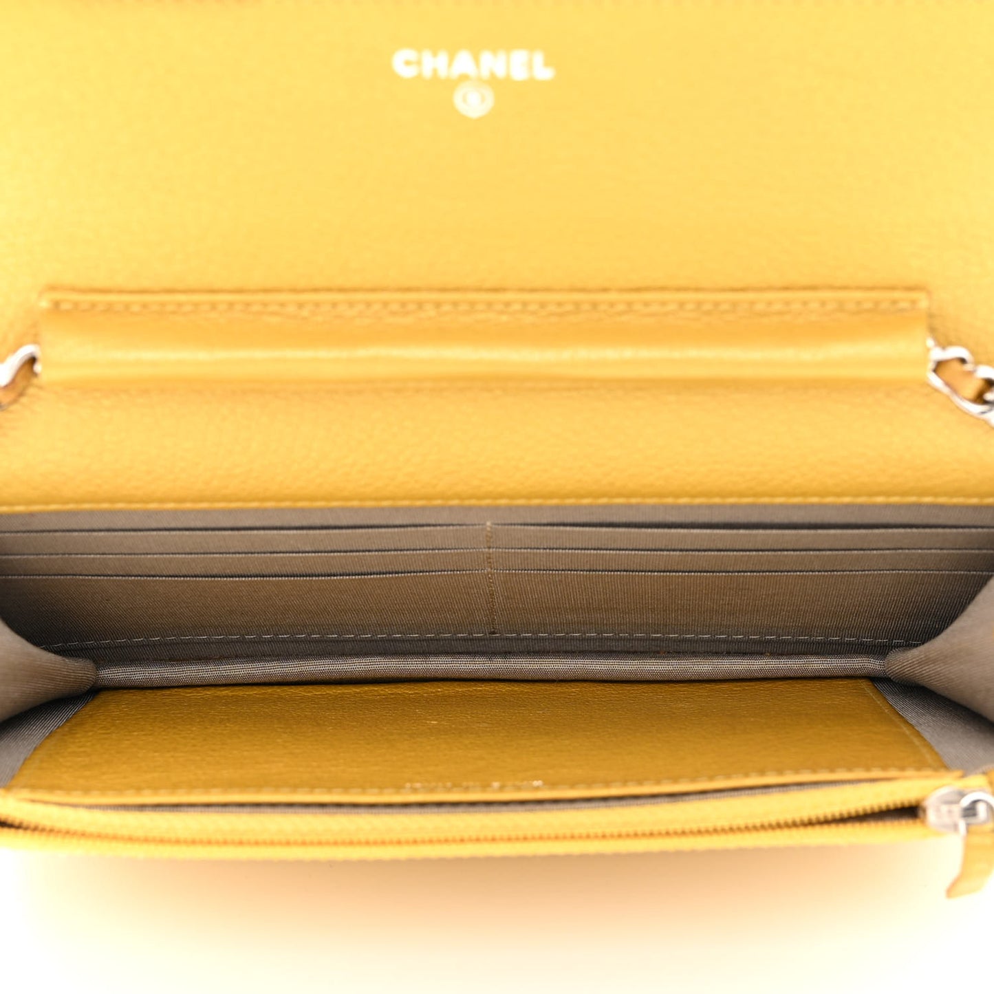 Caviar Quilted Wallet on Chain WOC Yellow