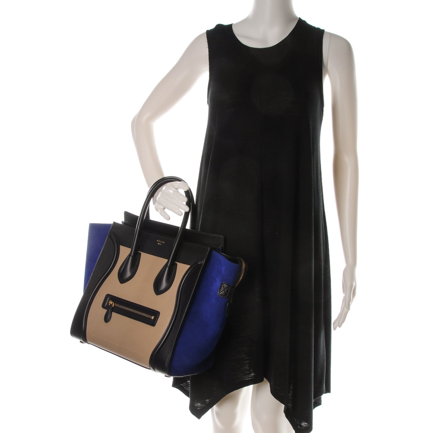 Celine Elephant Calfskin Mini Tri-Color Luggage Sand 2 of 7