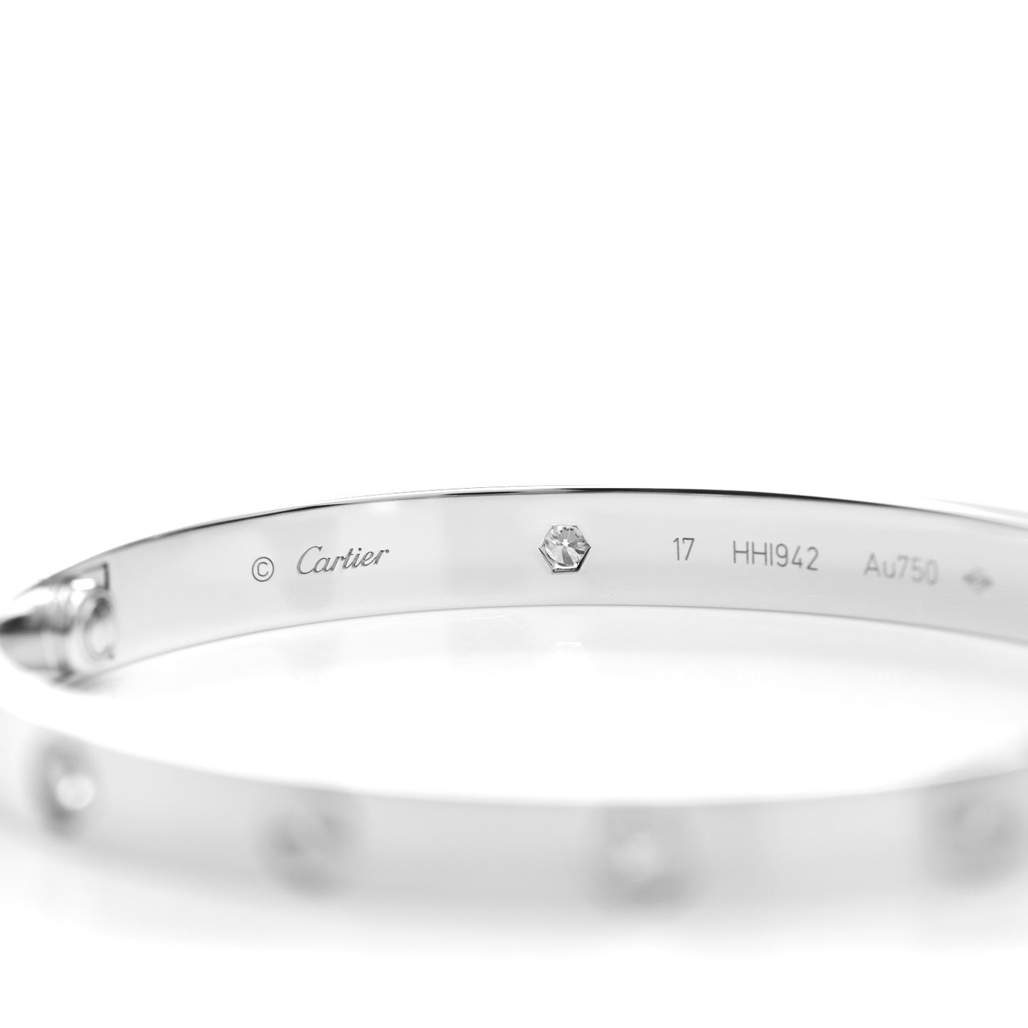 18K White Gold 4 Diamond LOVE Bracelet 17