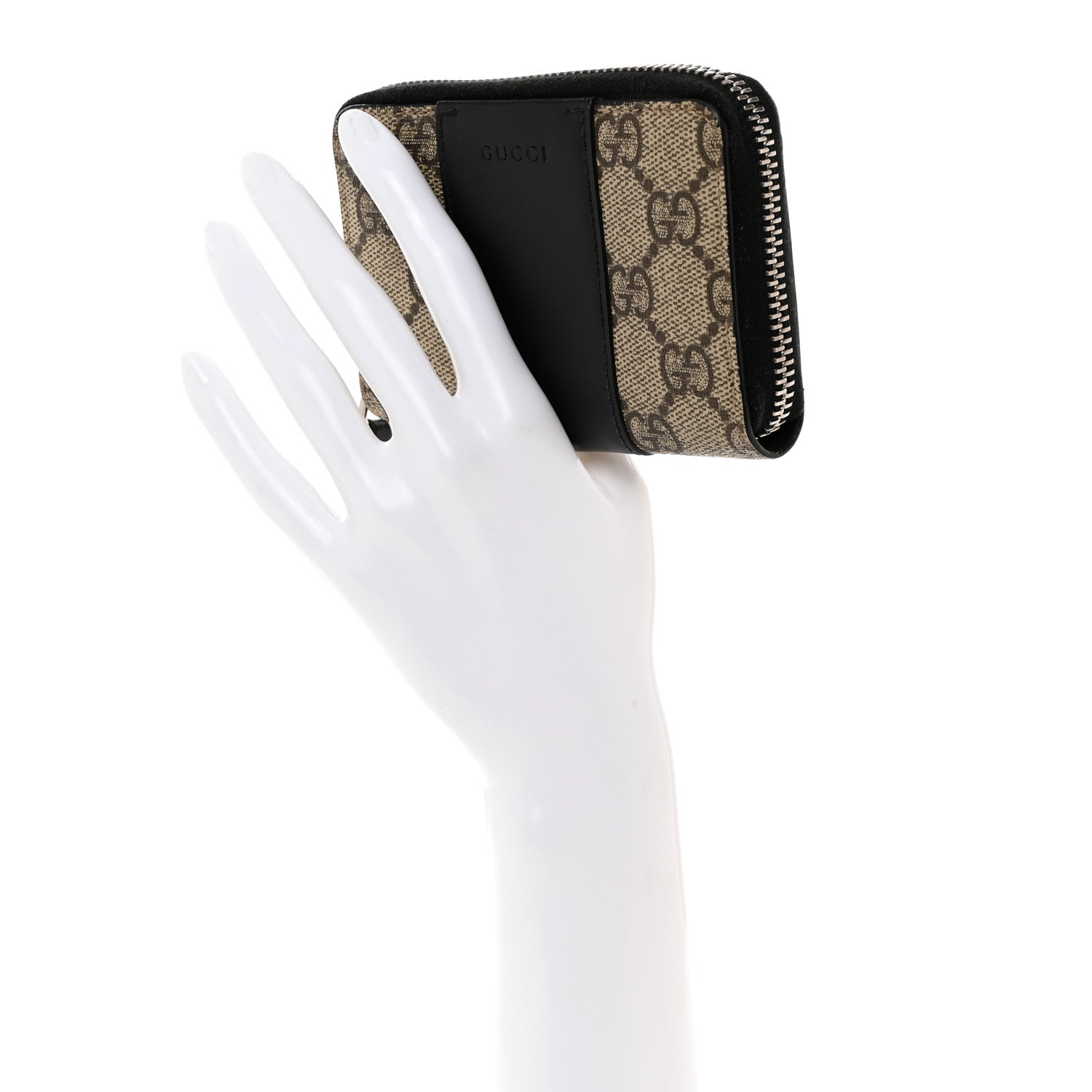 Gucci GG Supreme Monogram Zip Around Card Case Black 2 of 6