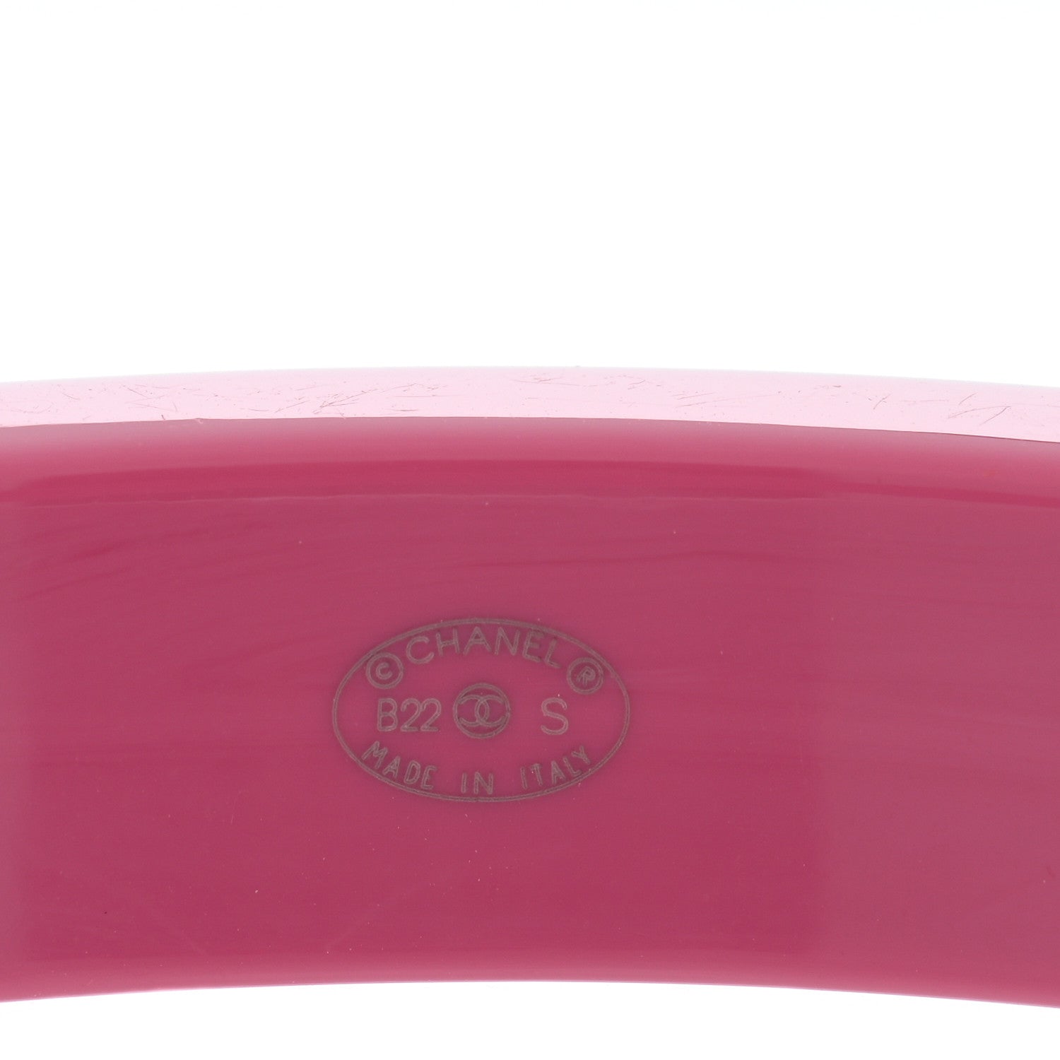 Chanel Resin Logo Bangle Bracelet Pink Black 3 of 3