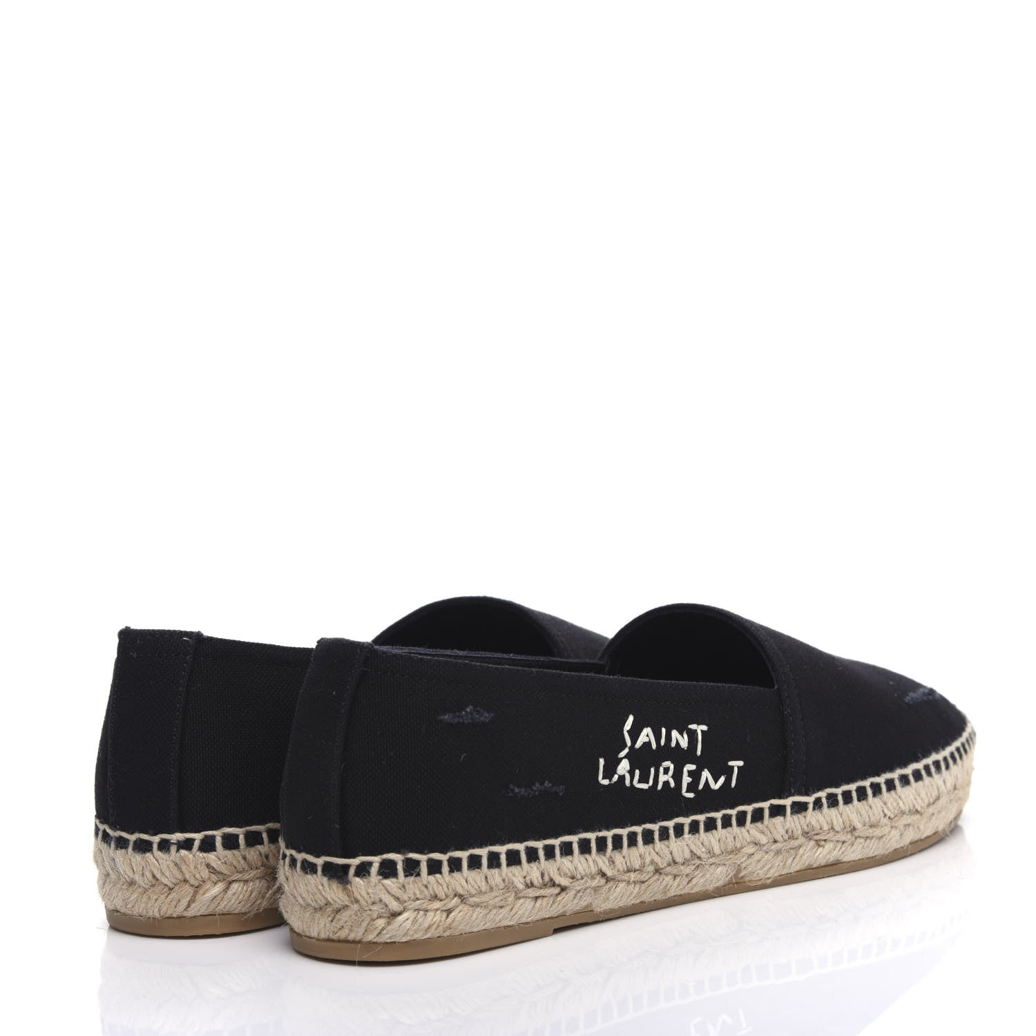 Saint Laurent Canvas Elba Logo Embroidered Espadrilles 35 Black 4 of 10