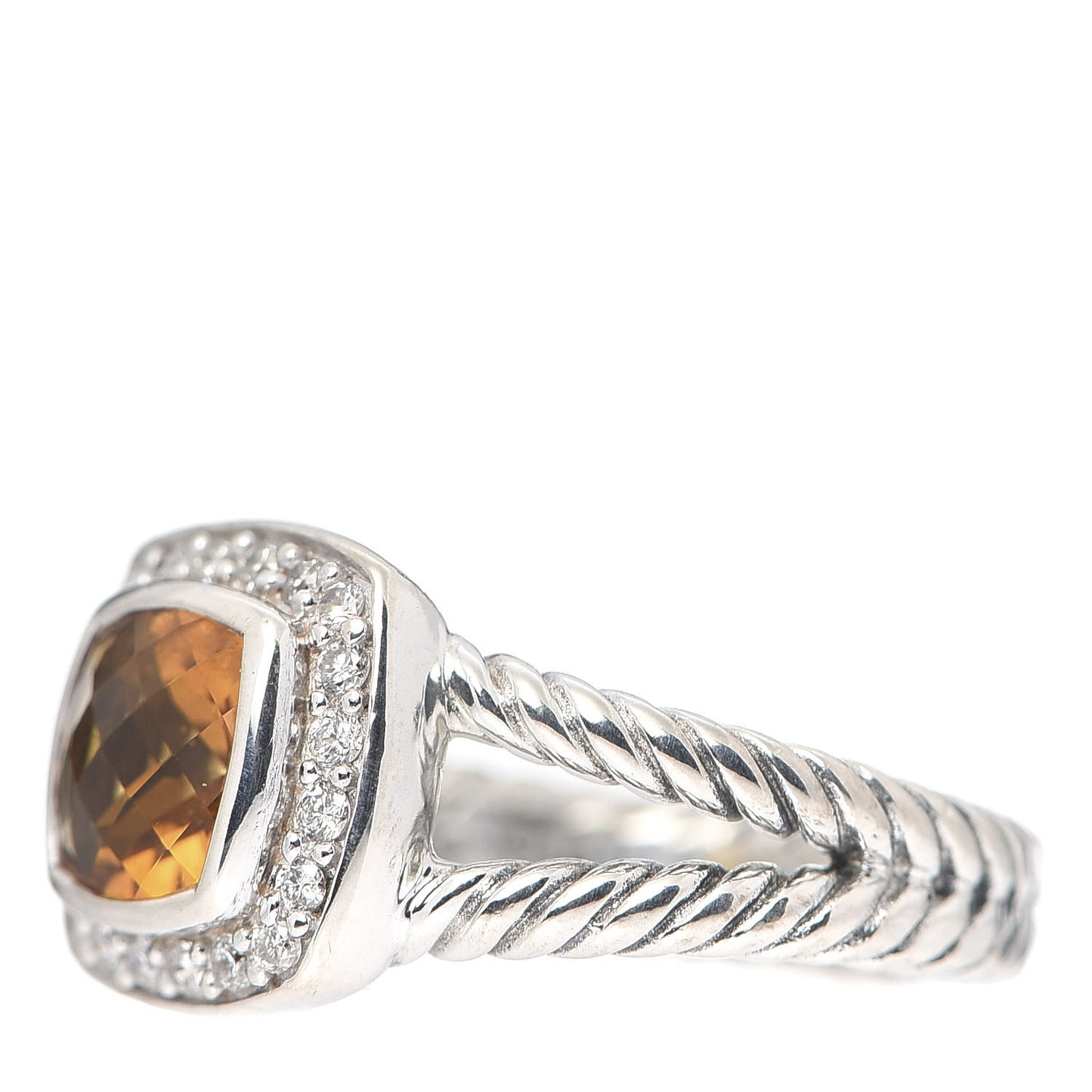 Sterling Silver Diamond Citrine 7mm Petite Albion Ring 50 5.5