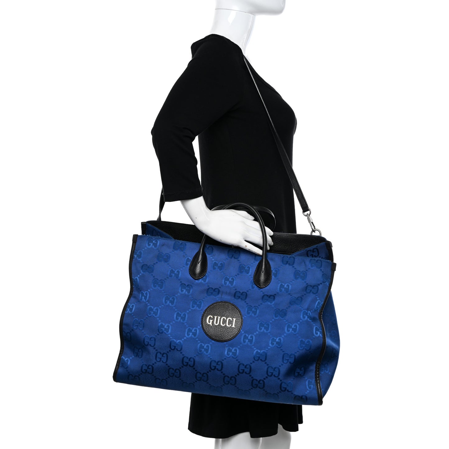 Econyl Nylon Monogram Large Off The Grid Tote Bag Guilted Blue Black
