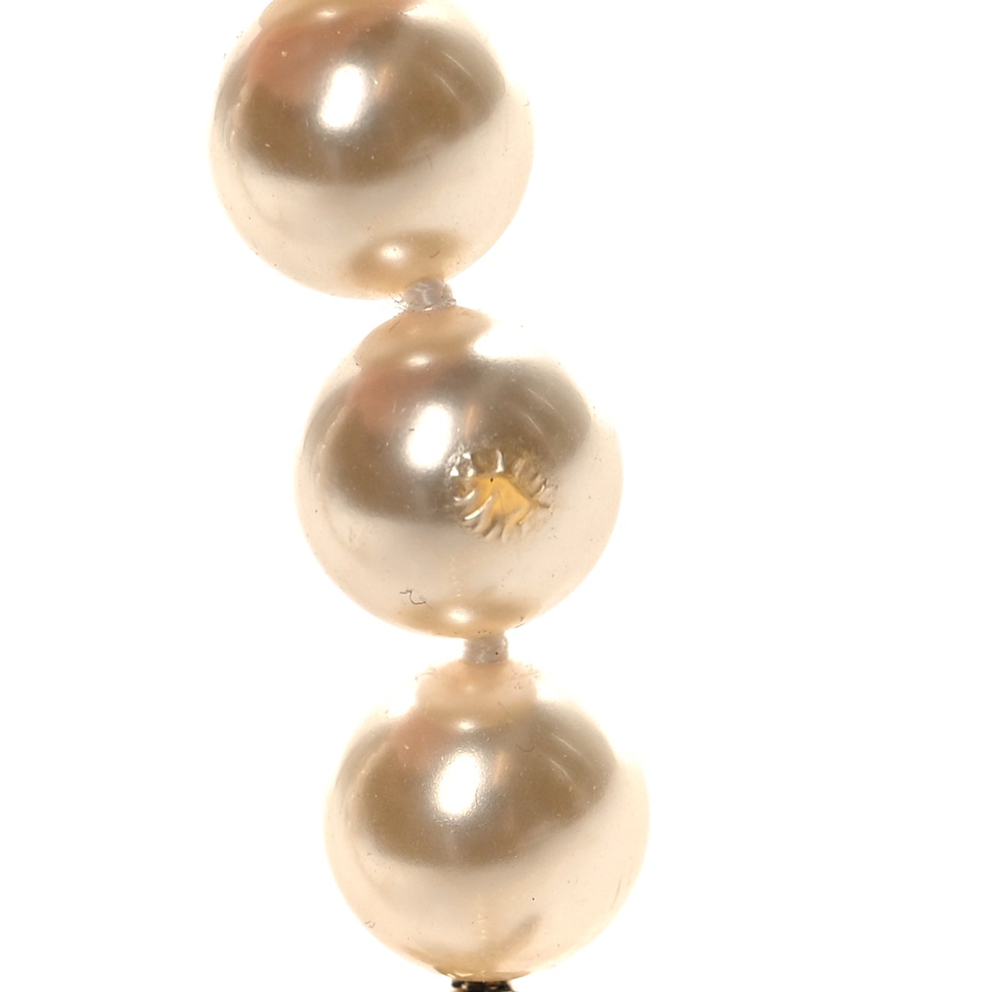 Pearl Baguette Crystal Long CC Necklace Gold