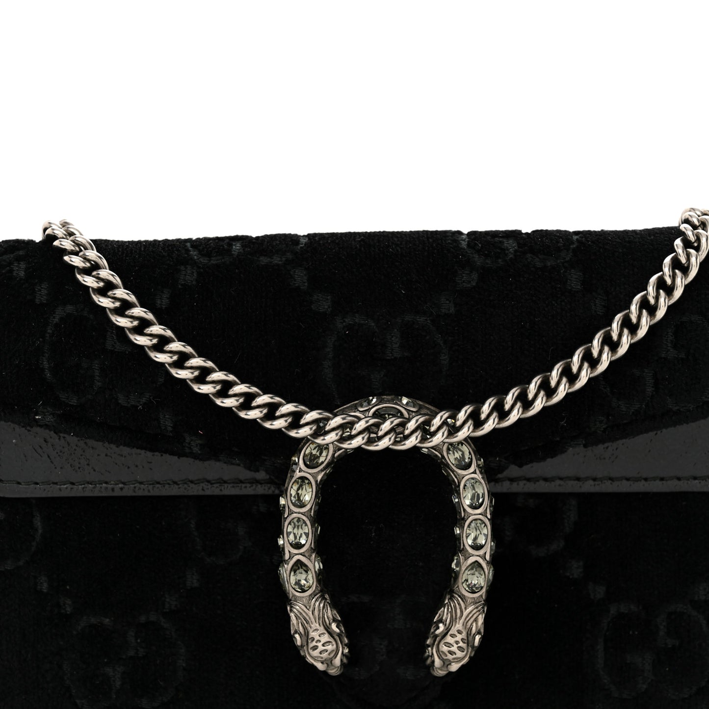 Velvet GG Monogram Super Mini Dionysus Shoulder Bag Black