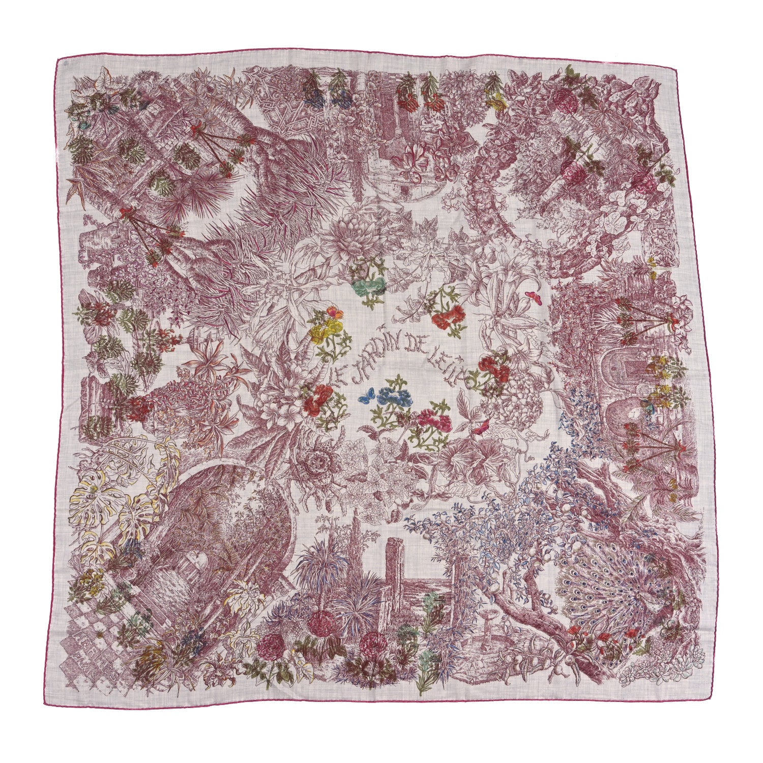 Hermes Cashmere Silk Le Jardin De Leila Au Bloc Shawl 140 Gris