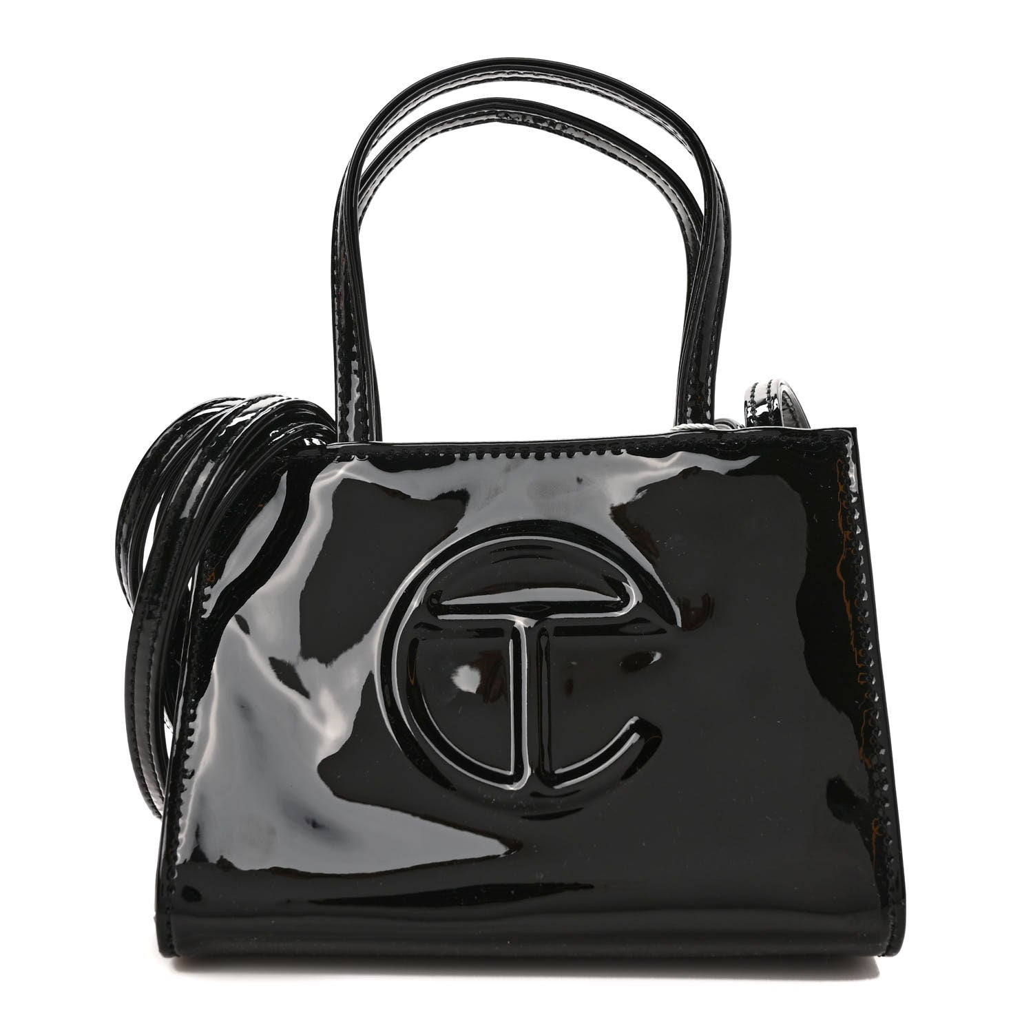 Telfar Patent Vegan Leather Small Shopping Bag Black 1 of 8
