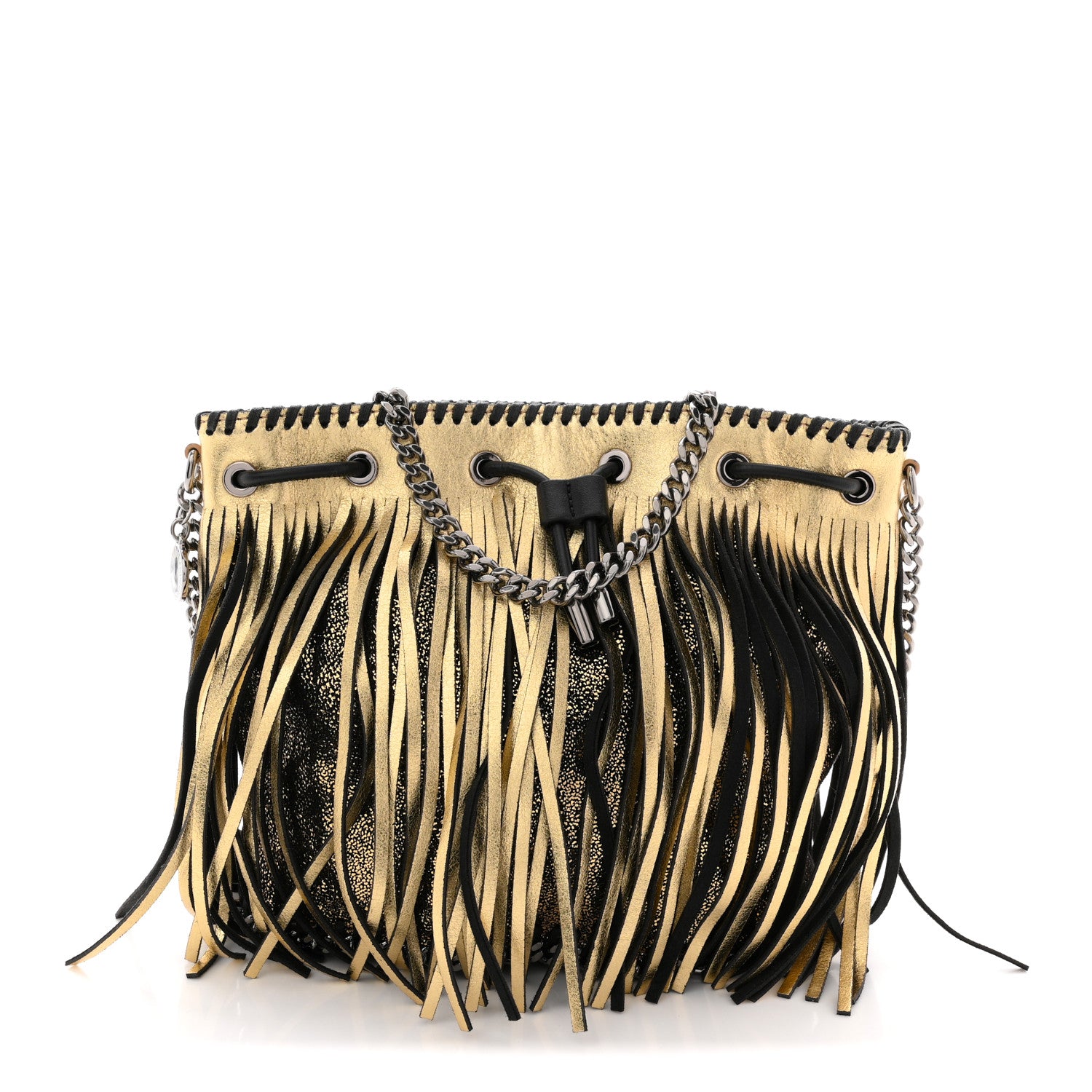 ★Stella McCartney★ バケット バッグ Stella McCartney Metallic Shaggy Deer Fringe Falabella Bucket Bag