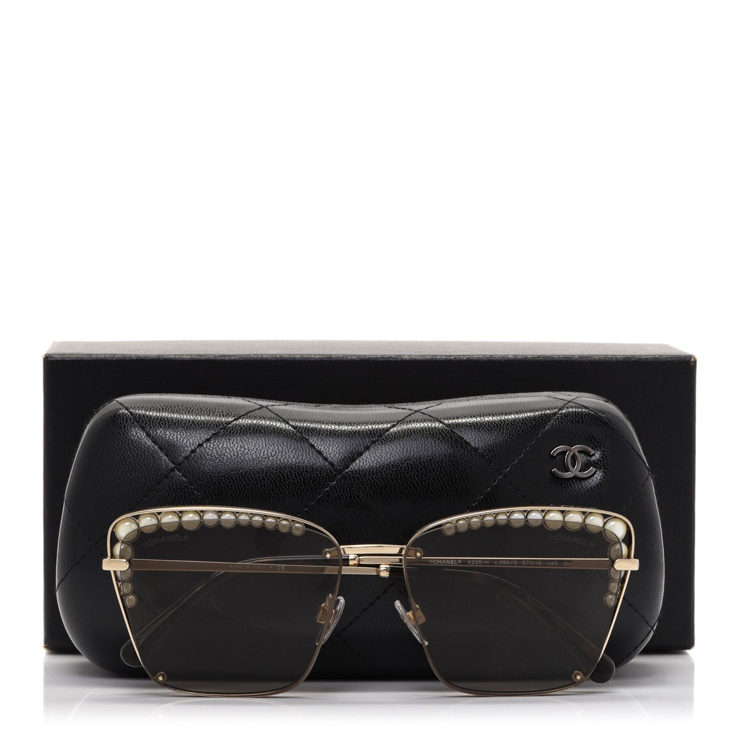 Metal Square Frame Pearl Sunglasses 4235-H Tortoise