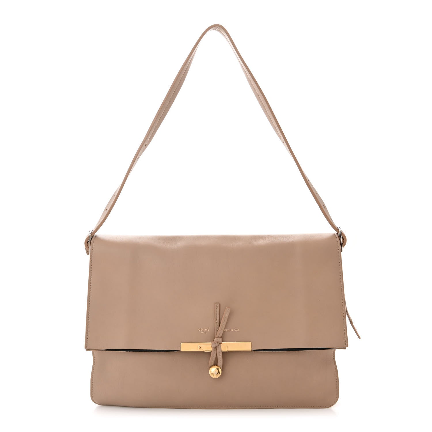 Celine Lambskin Clasp Clutch Foldover Bag Beige 1 of 11