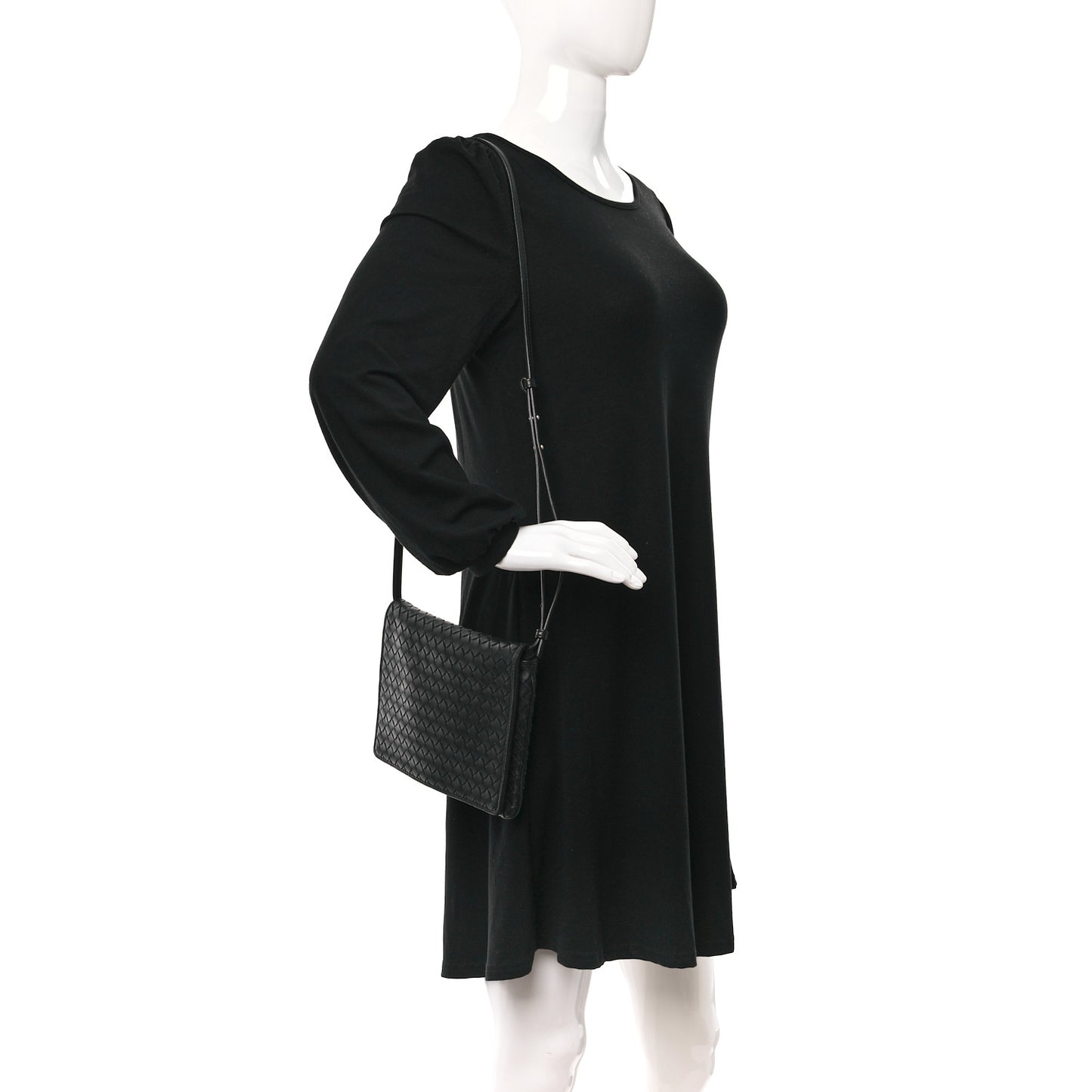 Nappa Mini Intrecciato Flap Crossbody Bag Black