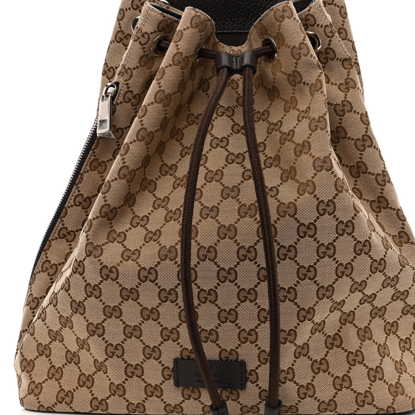 Monogram Dollar Calfskin O Drawstring Backpack Beige Ebony Testa di Moro Dark Chocolate
