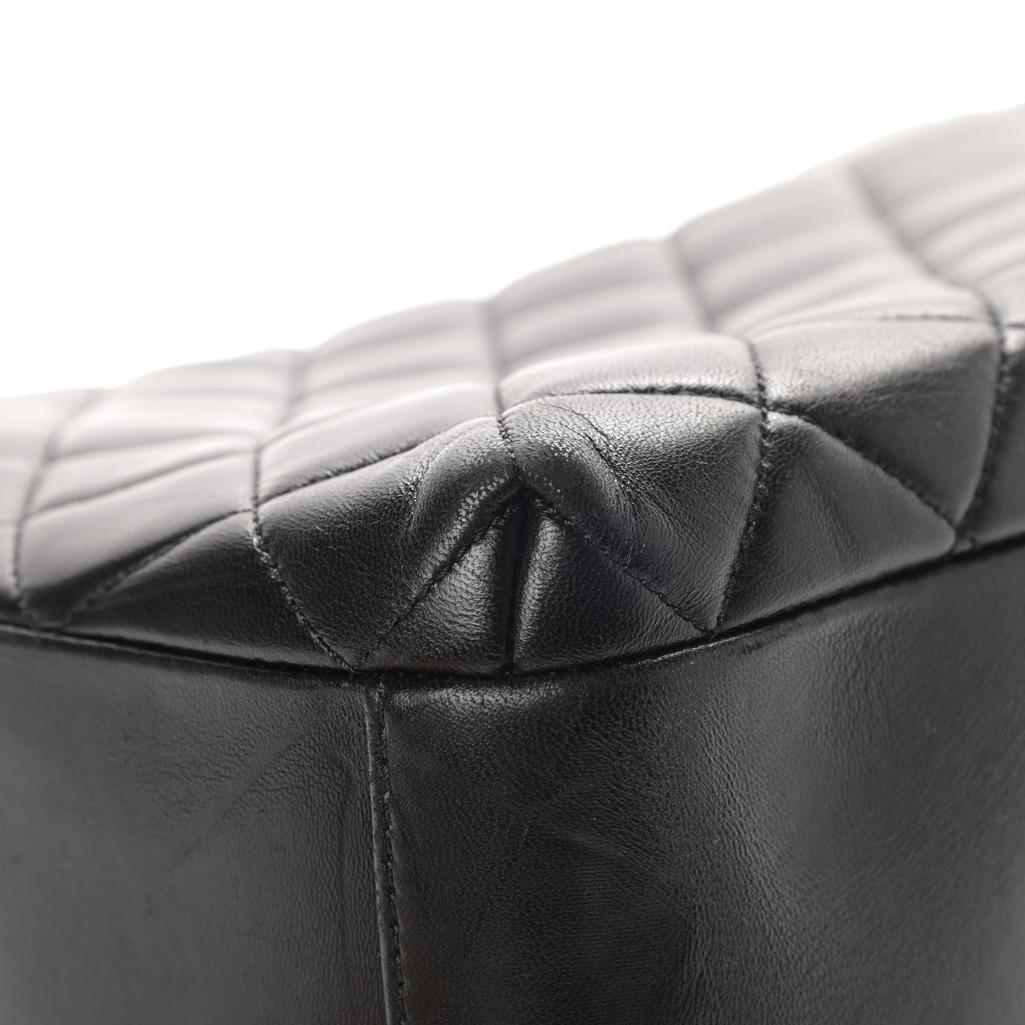 Lambskin Quilted Large Trendy CC Bowling Bag Black