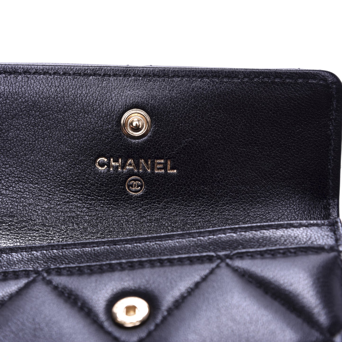Lambskin Quilted 19 Flap Card Holder Black