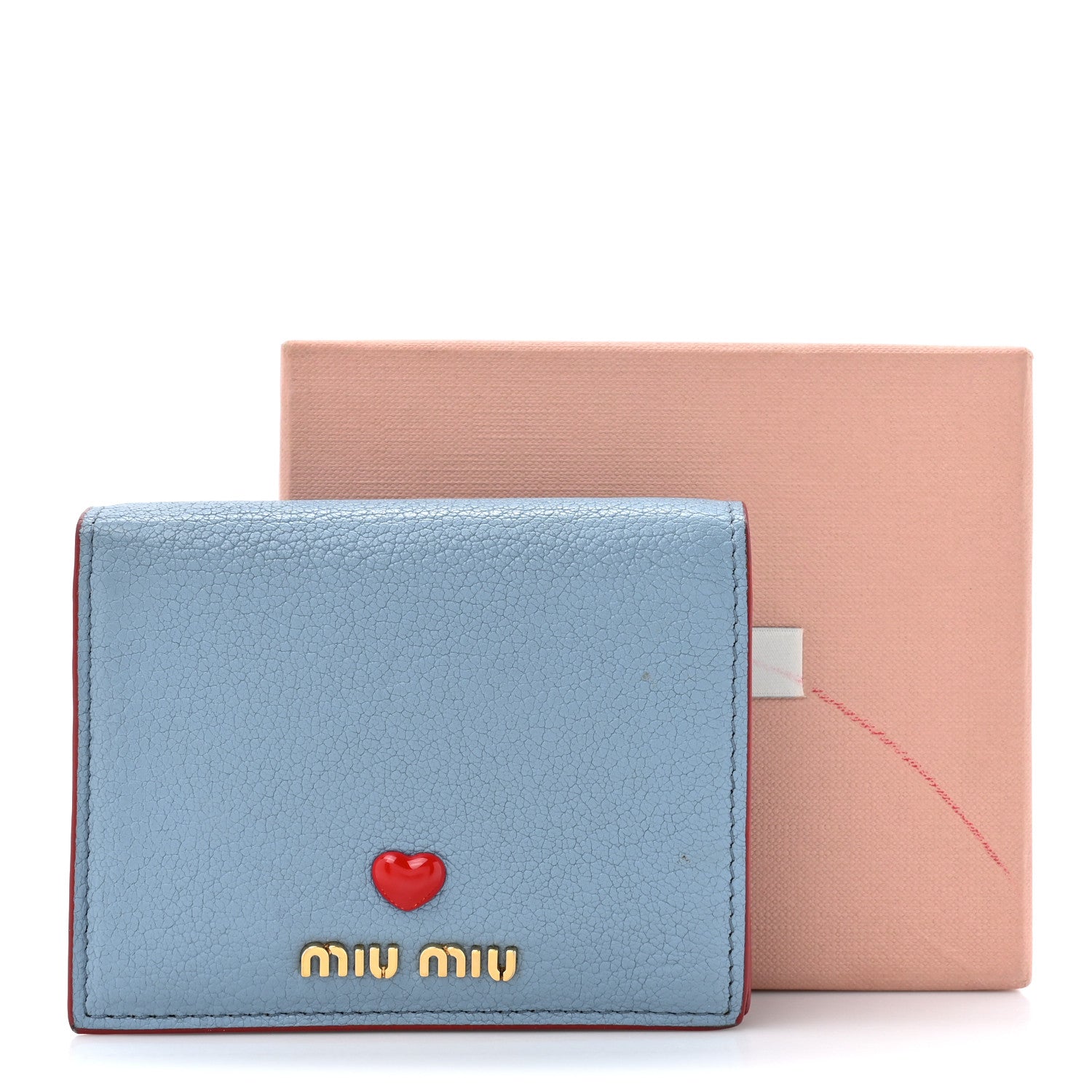 Miu Miu Goatskin Madras Love Wallet Blue Red 11 of 11