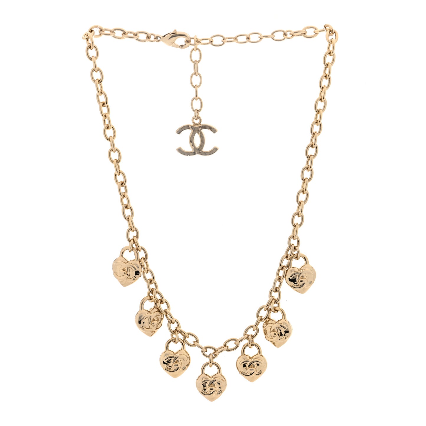 Metal CC Heart Necklace Gold