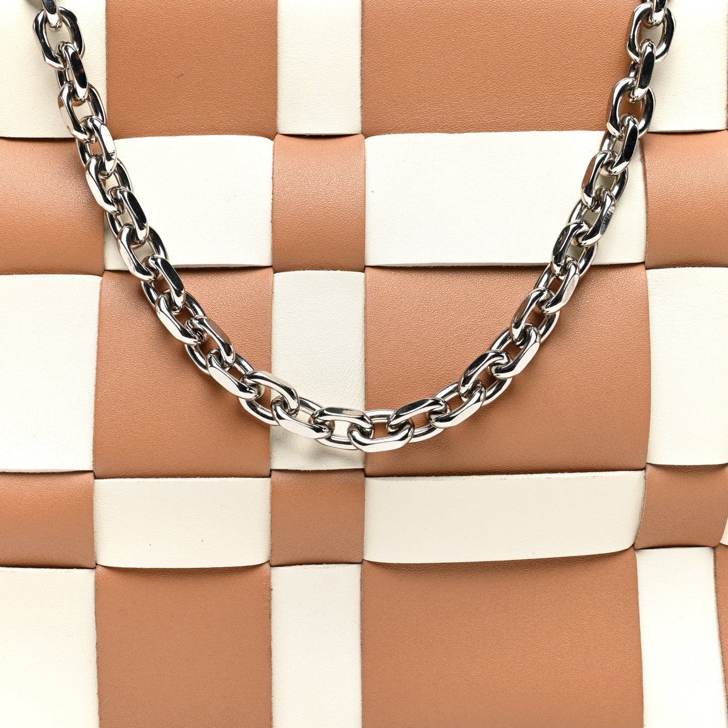 Calfskin Odita Lattice Pouch Camel White