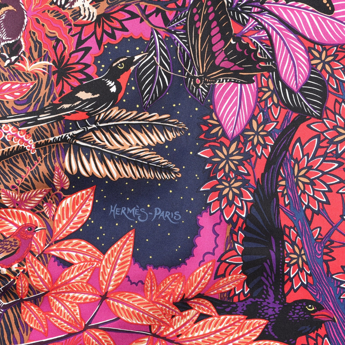 Silk Wild Singapore Scarf 90 Rouge Violet Beige