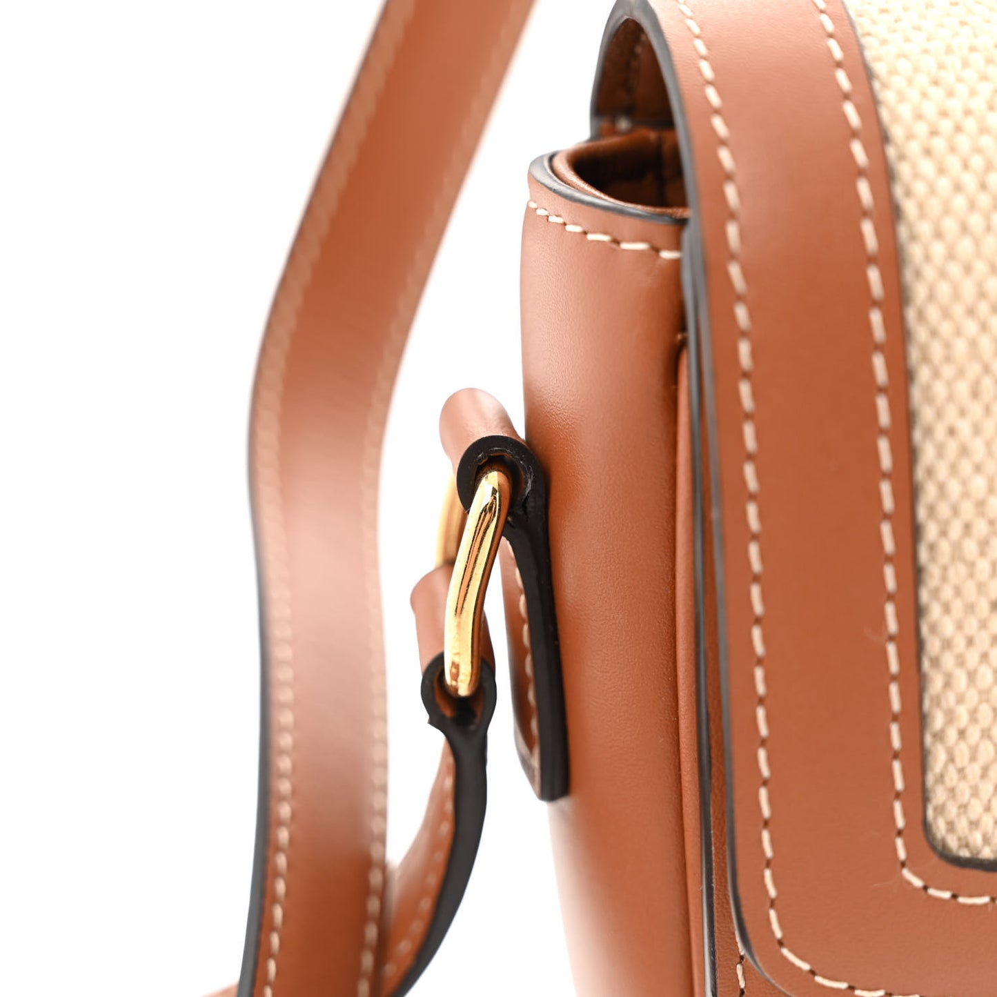 Canvas Calfskin Triomphe Medium Triomphe Bag Natural Tan