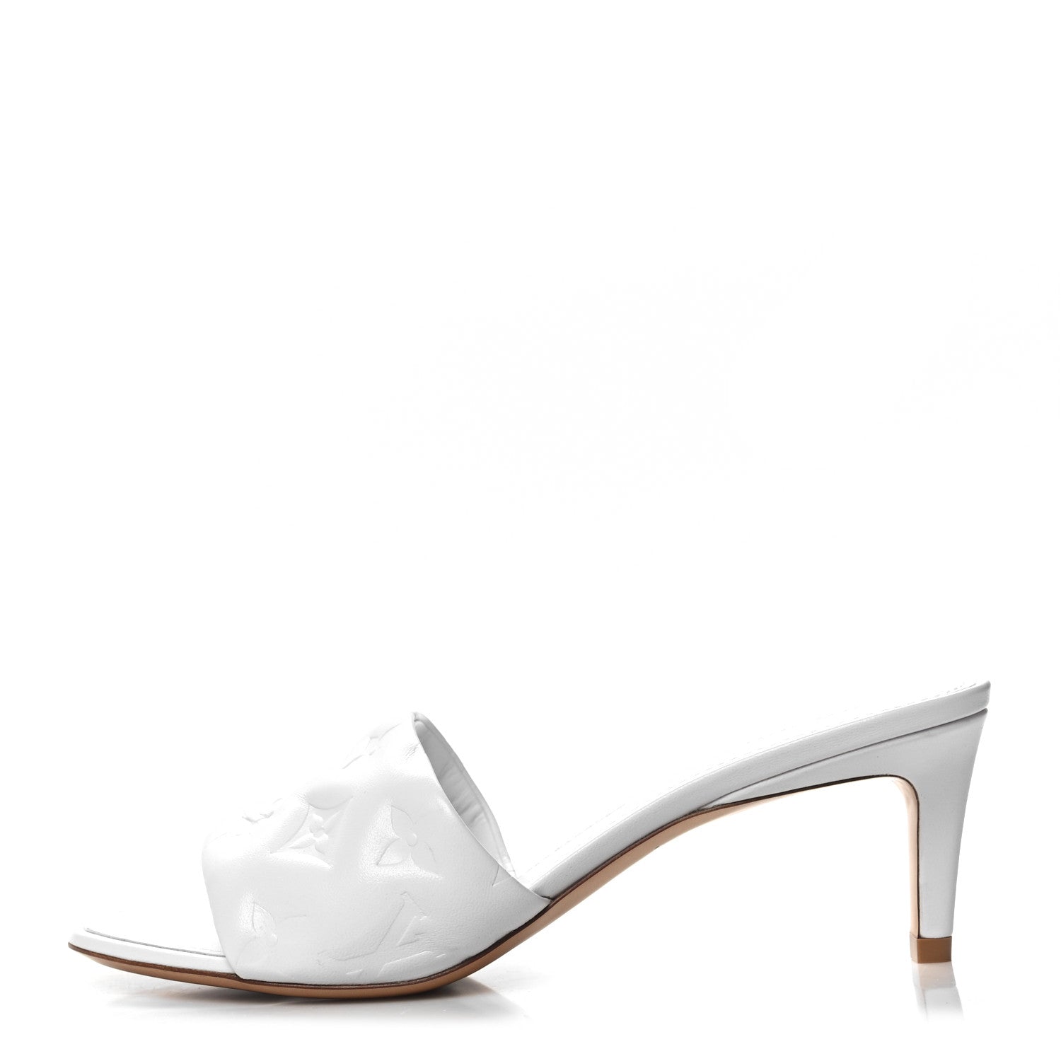 Louis Vuitton Lambskin Embossed Monogram Revival Mid Heel Mules