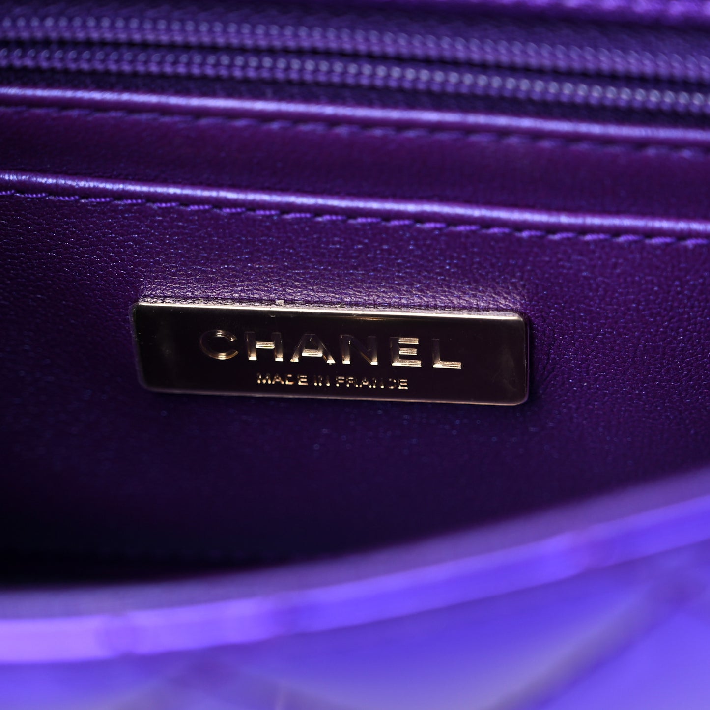 Mirror Calfskin Quilted Mini Rectangular Flap Purple