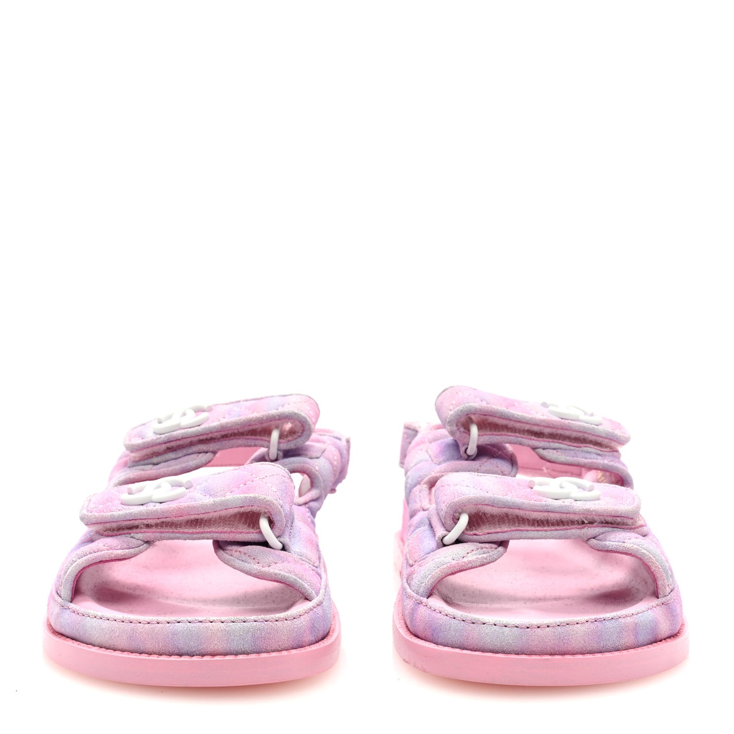 Suede Quilted Dad Sandals 38 Pink Purple
