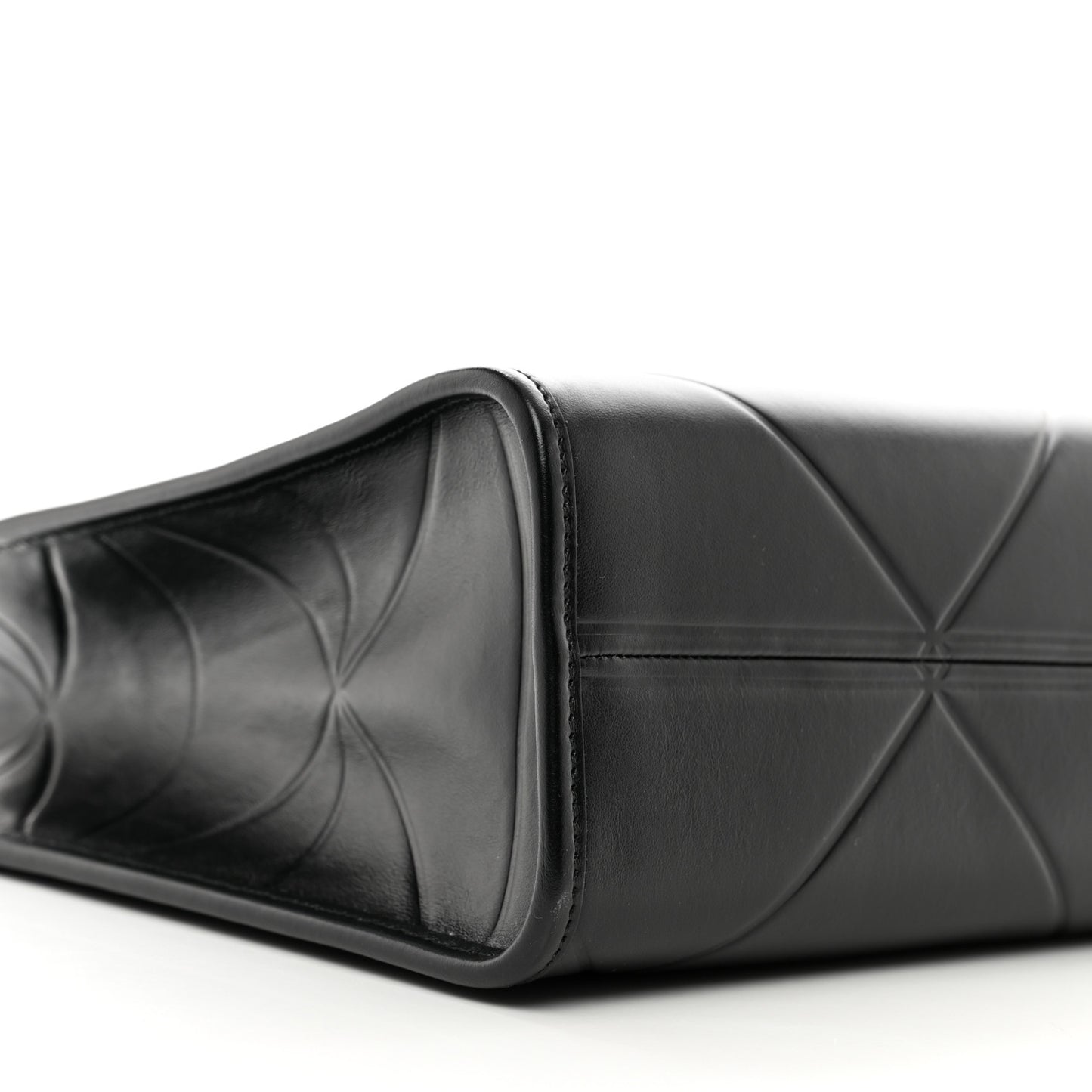 Soft Calfskin Triangolo Symbole Embossed Medium Tote Black