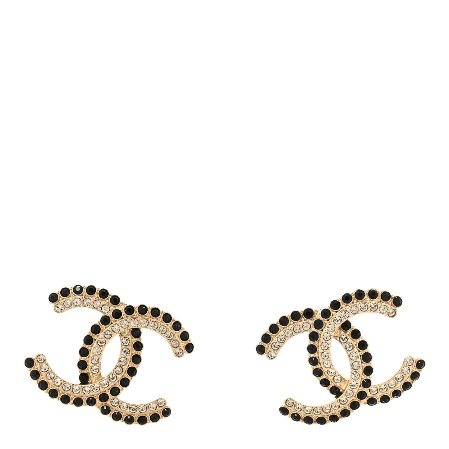 Crystal CC Earrings Black Gold