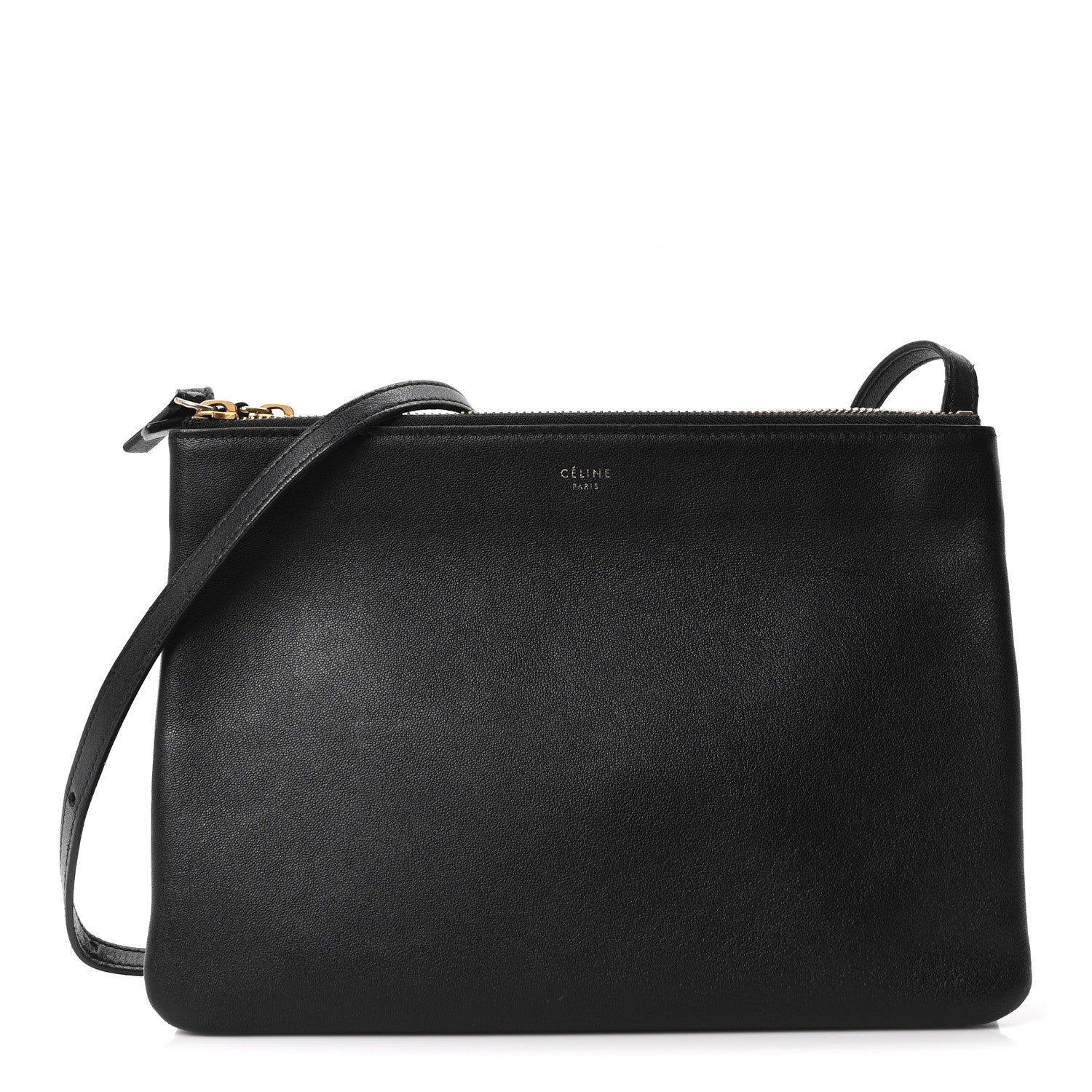 Celine Lambskin Small Trio Crossbody Bag Black 1861665 – FASHIONPHILE