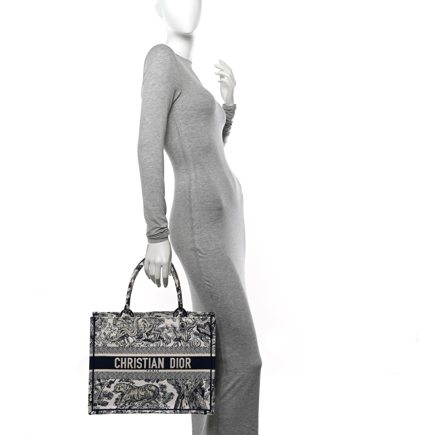 Canvas Embroidered Medium Dioriviera Toile De Jouy Book Tote Blue