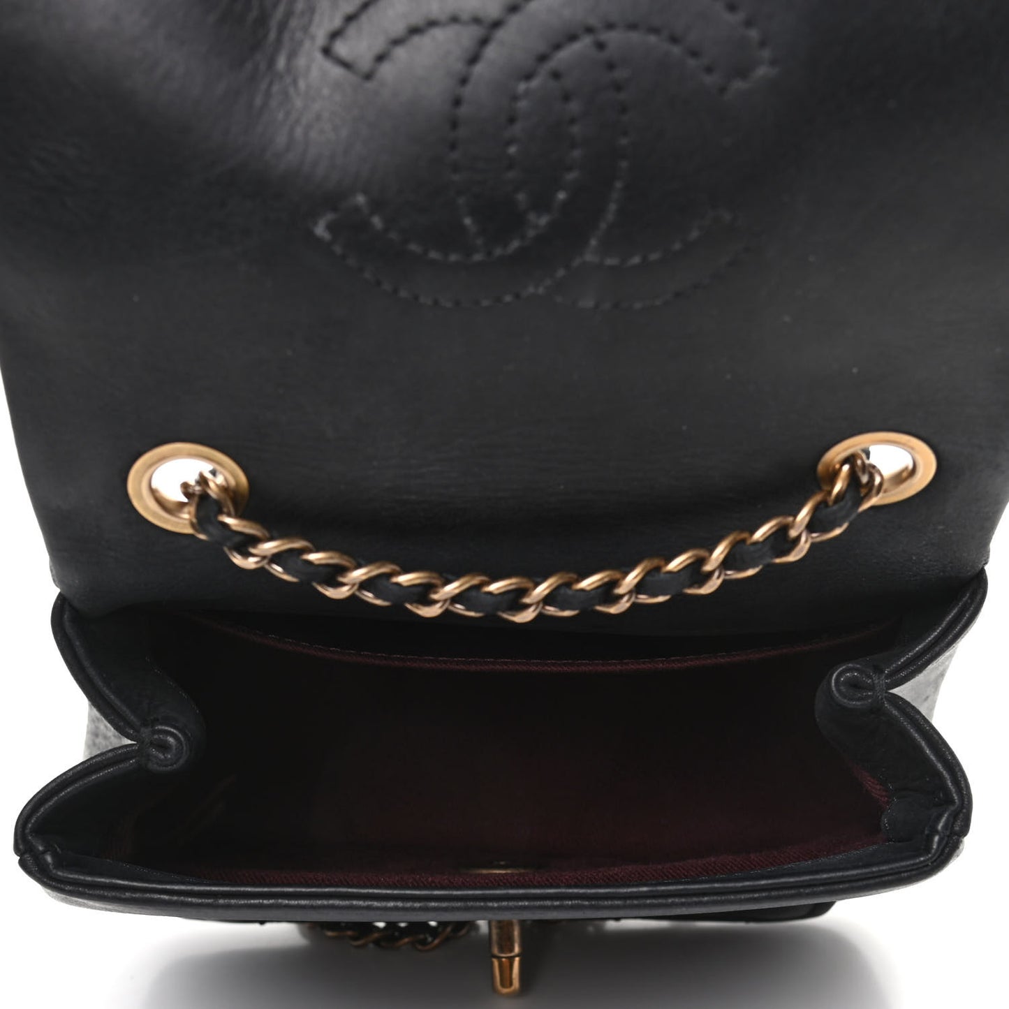 Calfskin Quilted Sheriff's Star Mini Square Flap Black