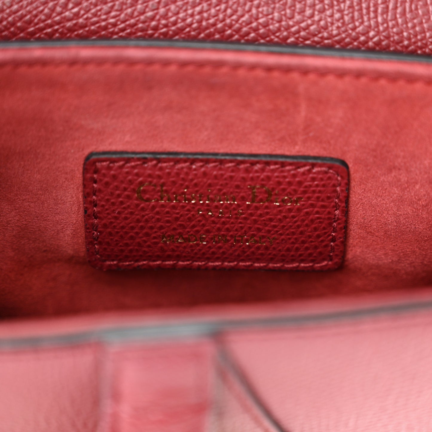 Grained Calfskin Mini Saddle Bag Red