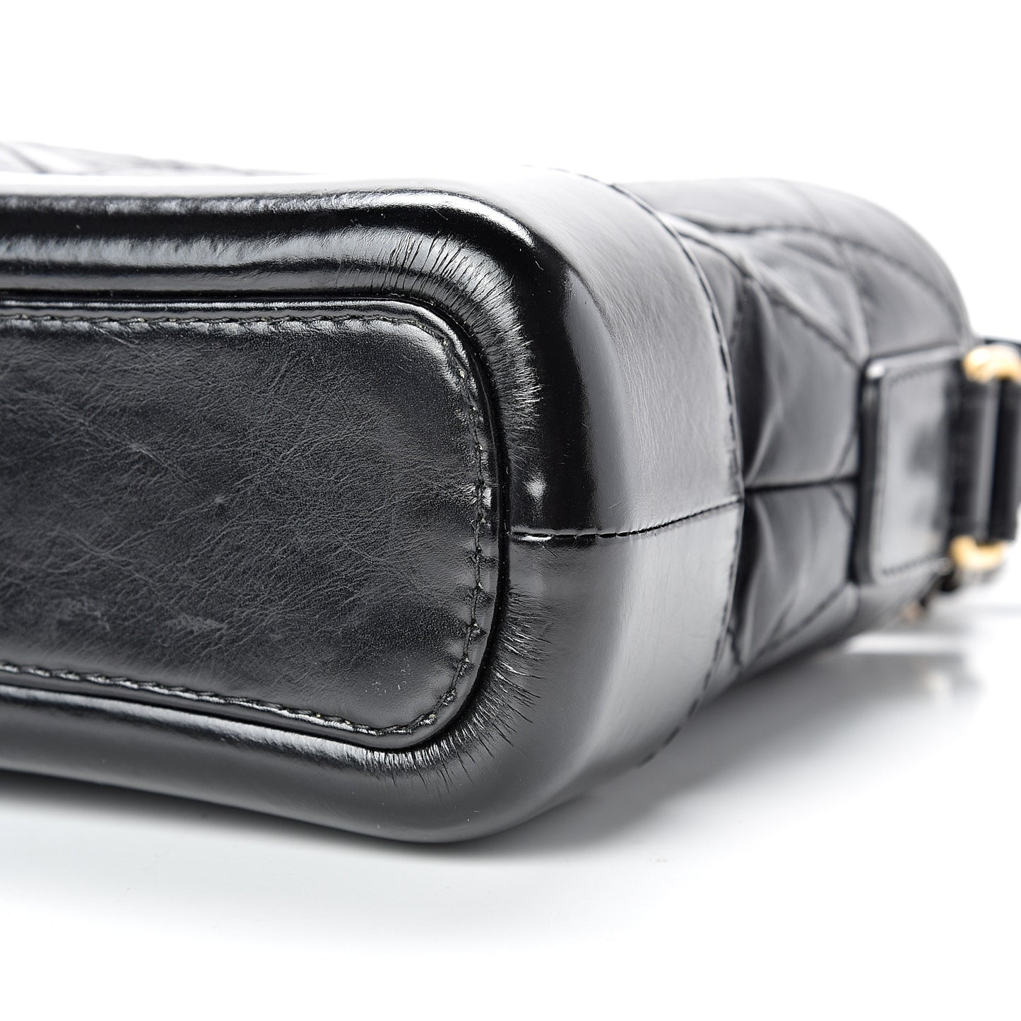 Aged Calfskin Quilted Small Gabrielle Hobo Black