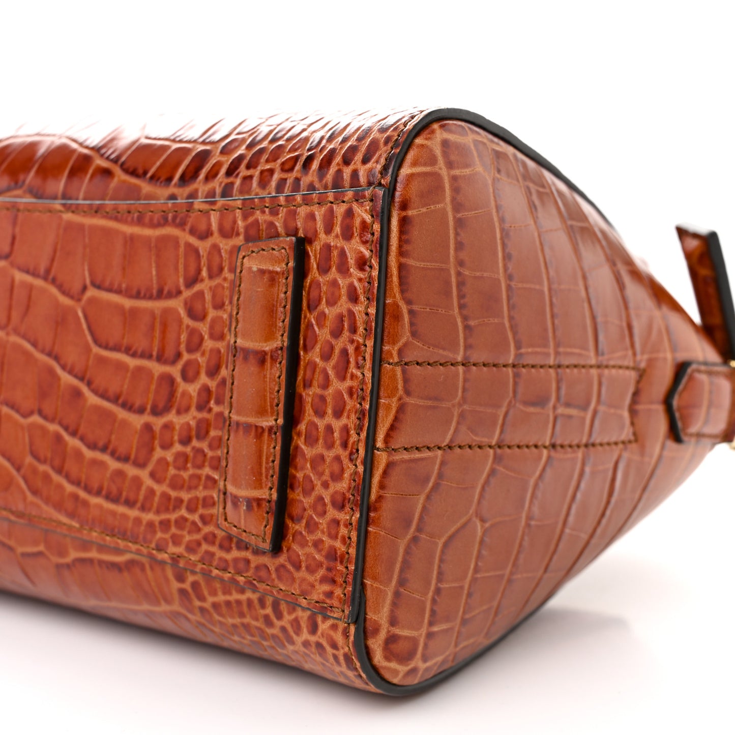 Calfskin Crocodile Embossed Mini Antigona Cognac