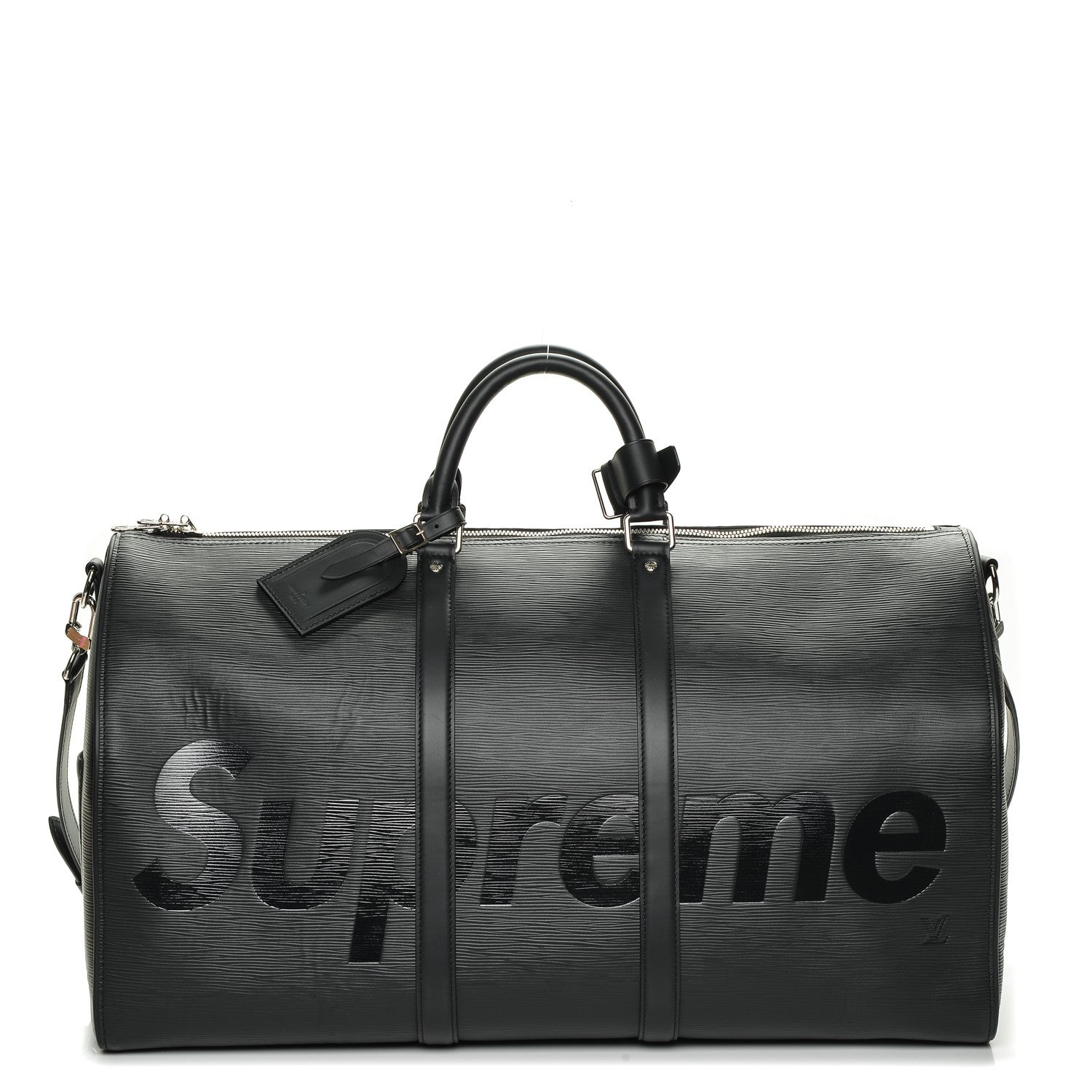 Louis Vuitton X SUPREME Epi Keepall Bandouliere 55 Black 195686