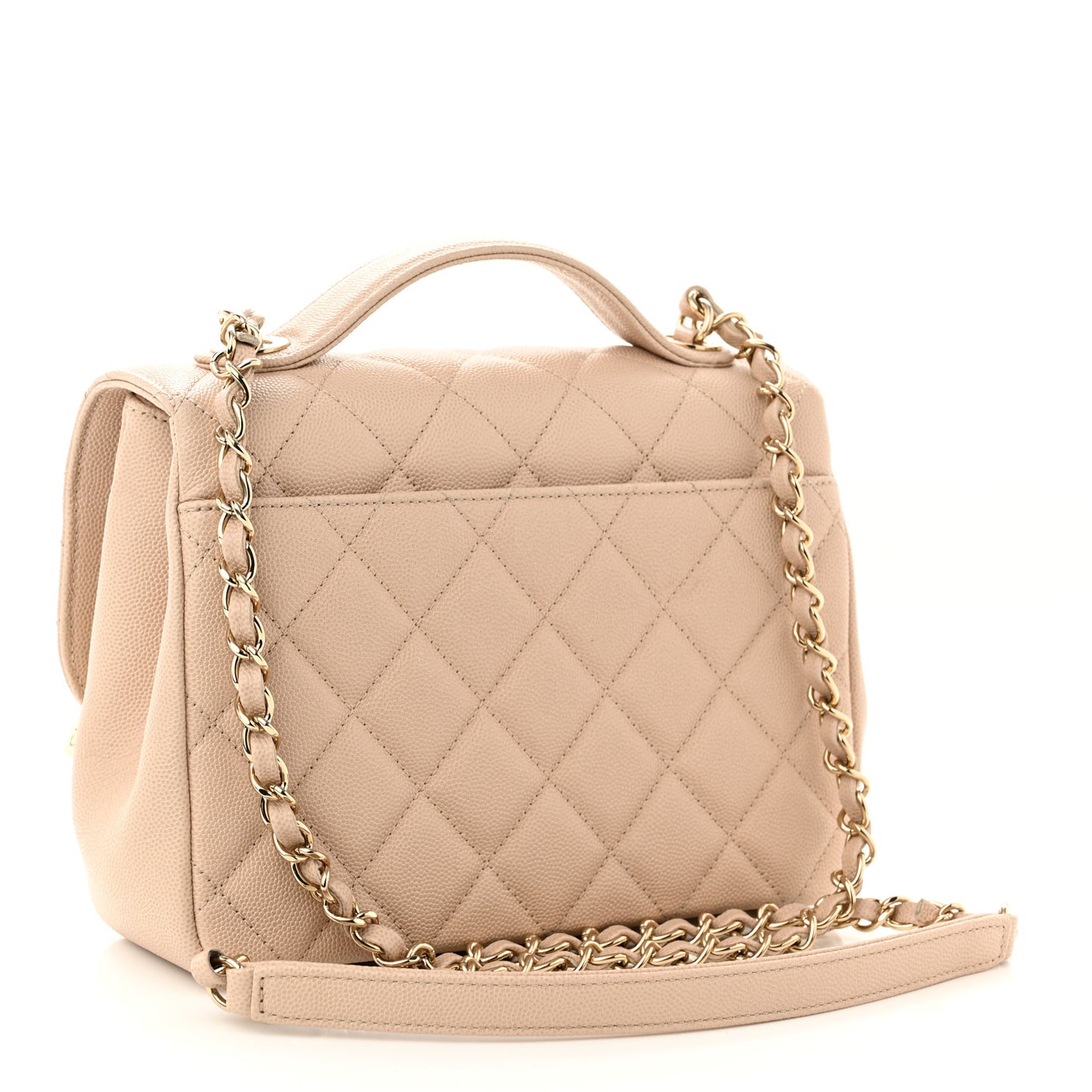 Caviar Quilted Medium Business Affinity Flap Beige