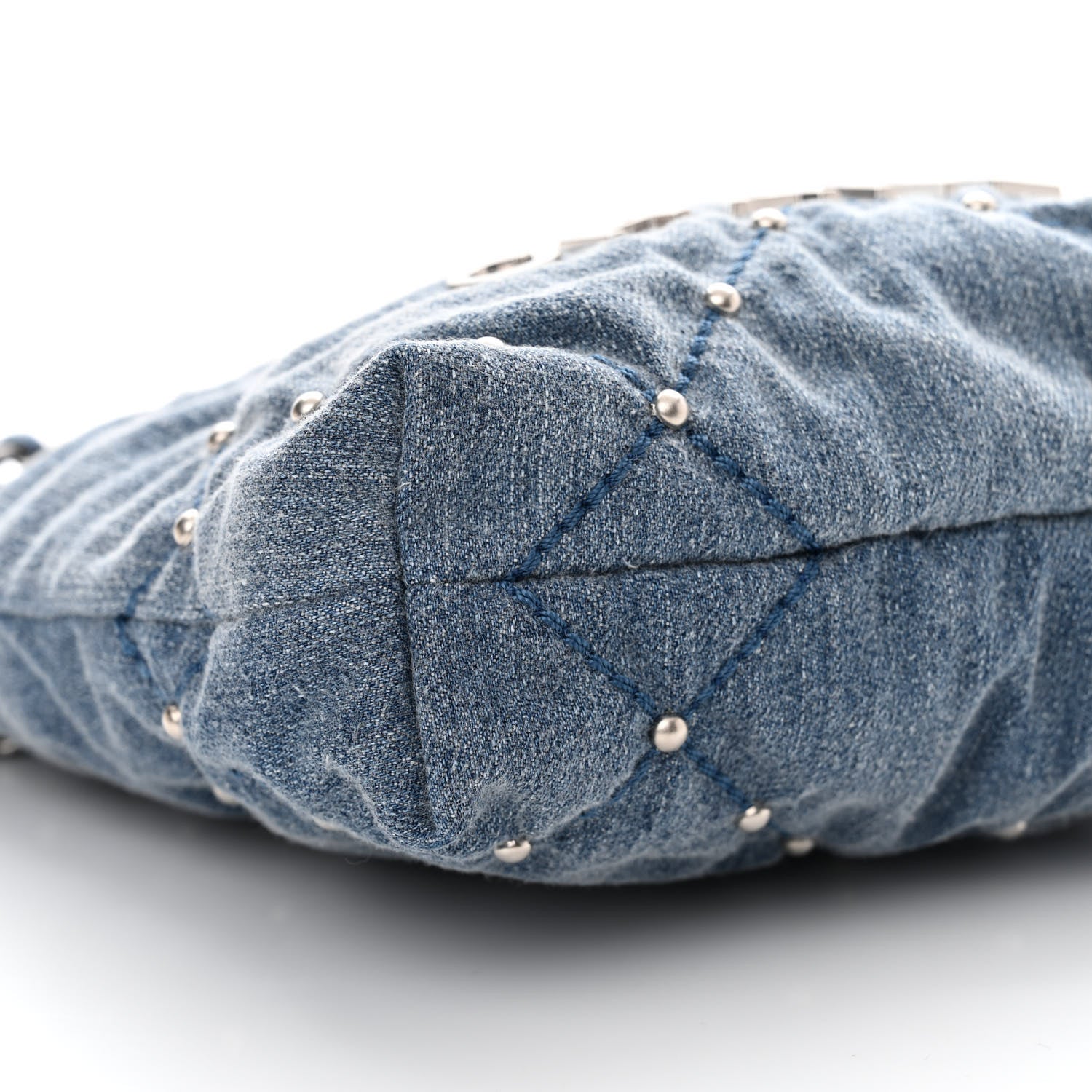 Chanel Washed Denim Quilted Studded Mini Chanel 22 Blue 9 of 11